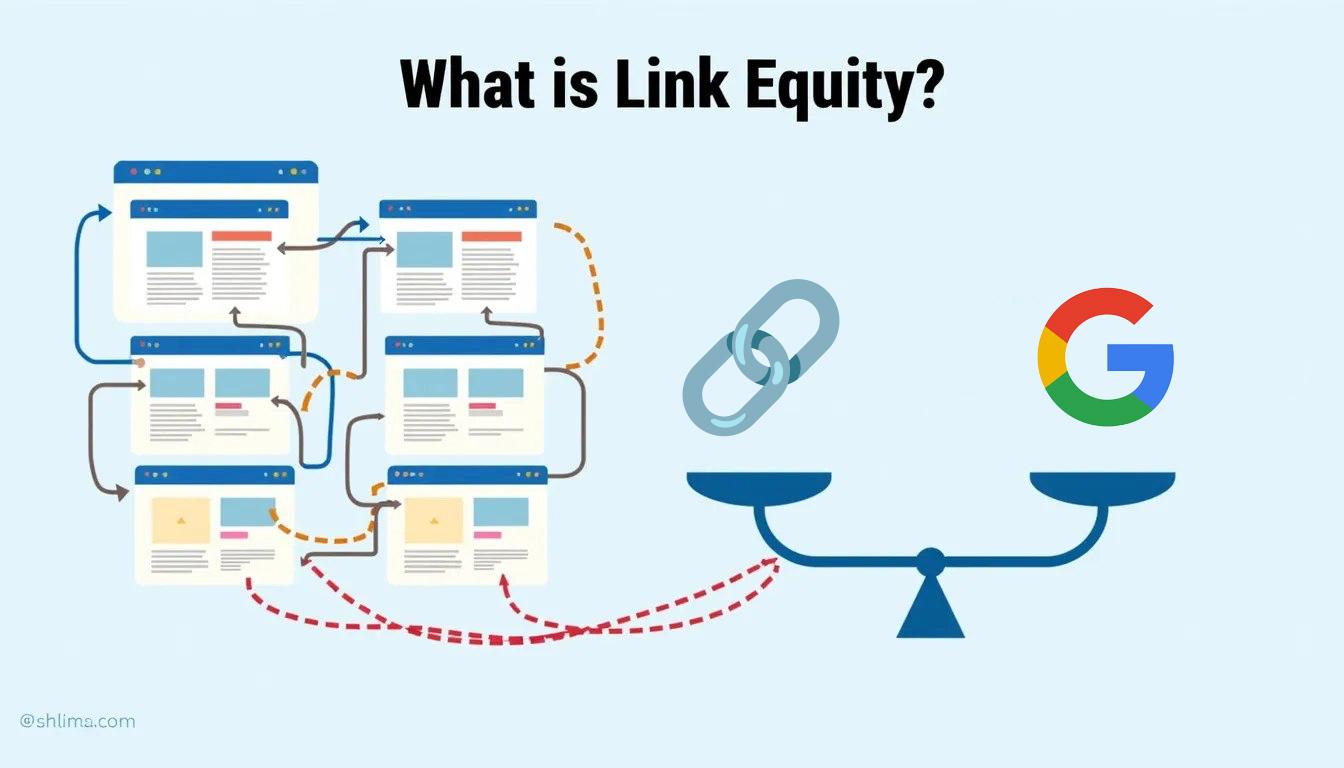 Link equity visualization showing how authority flows between websites
