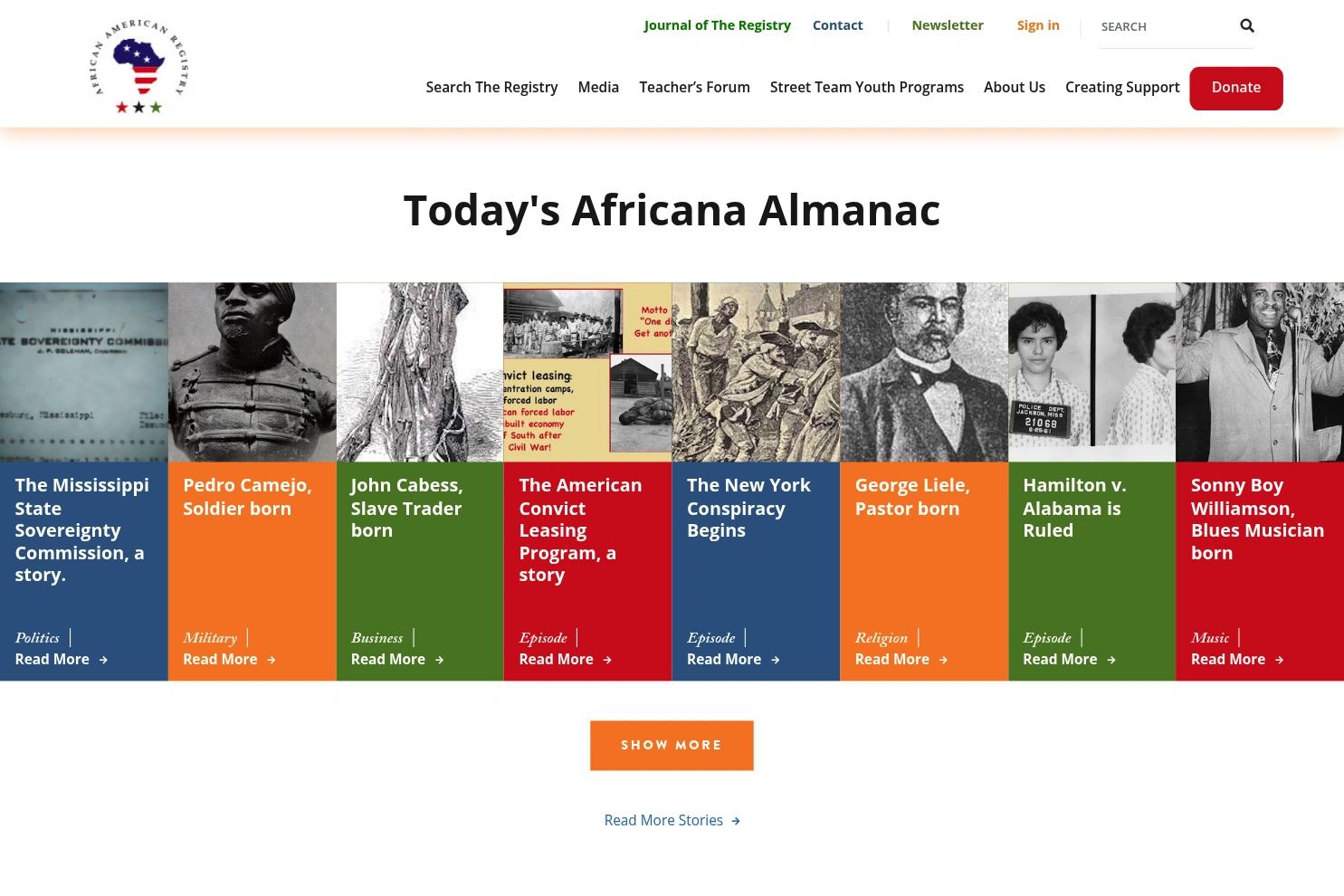 African American Registry website screenshot