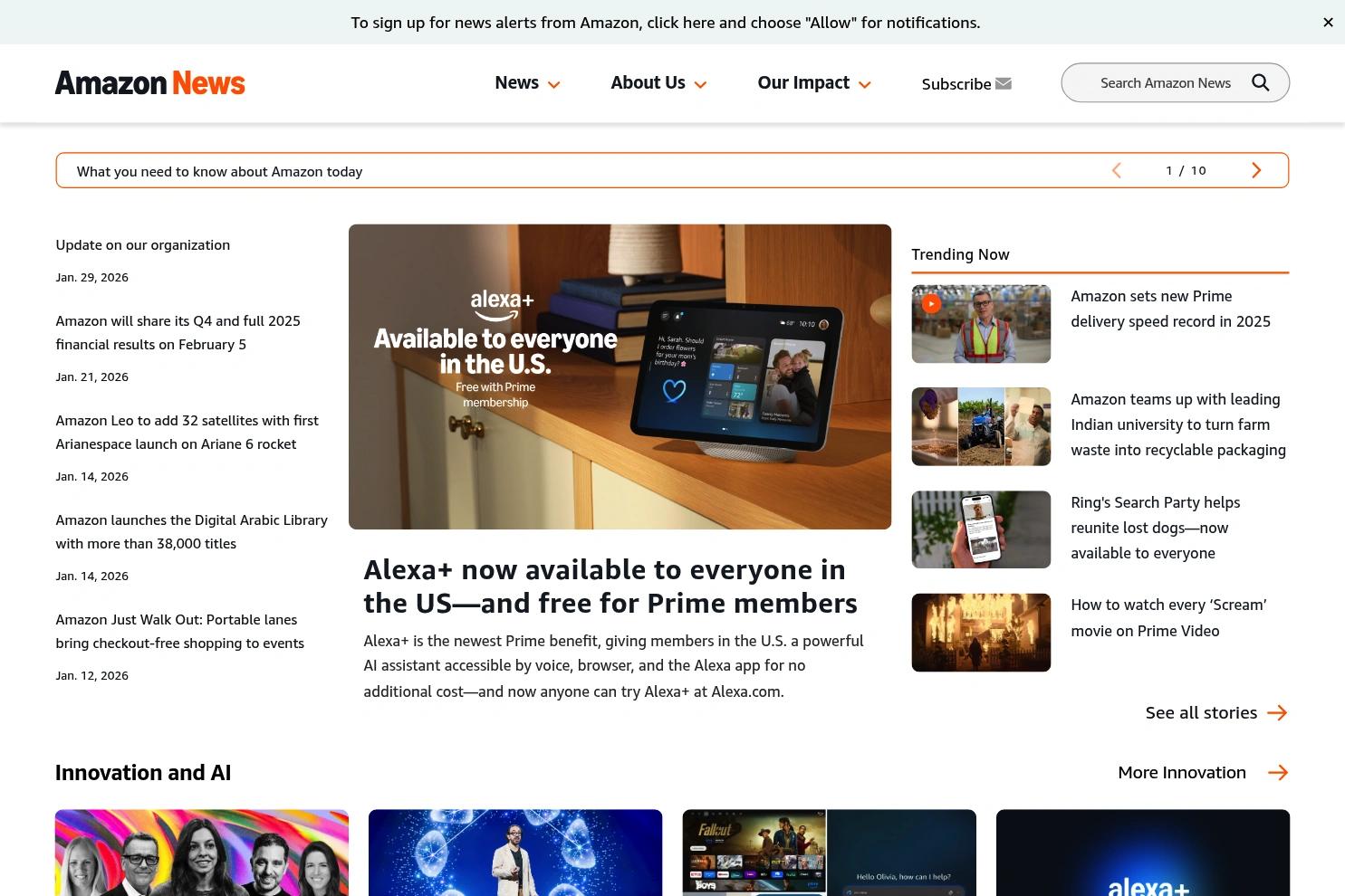 Amazon News website screenshot