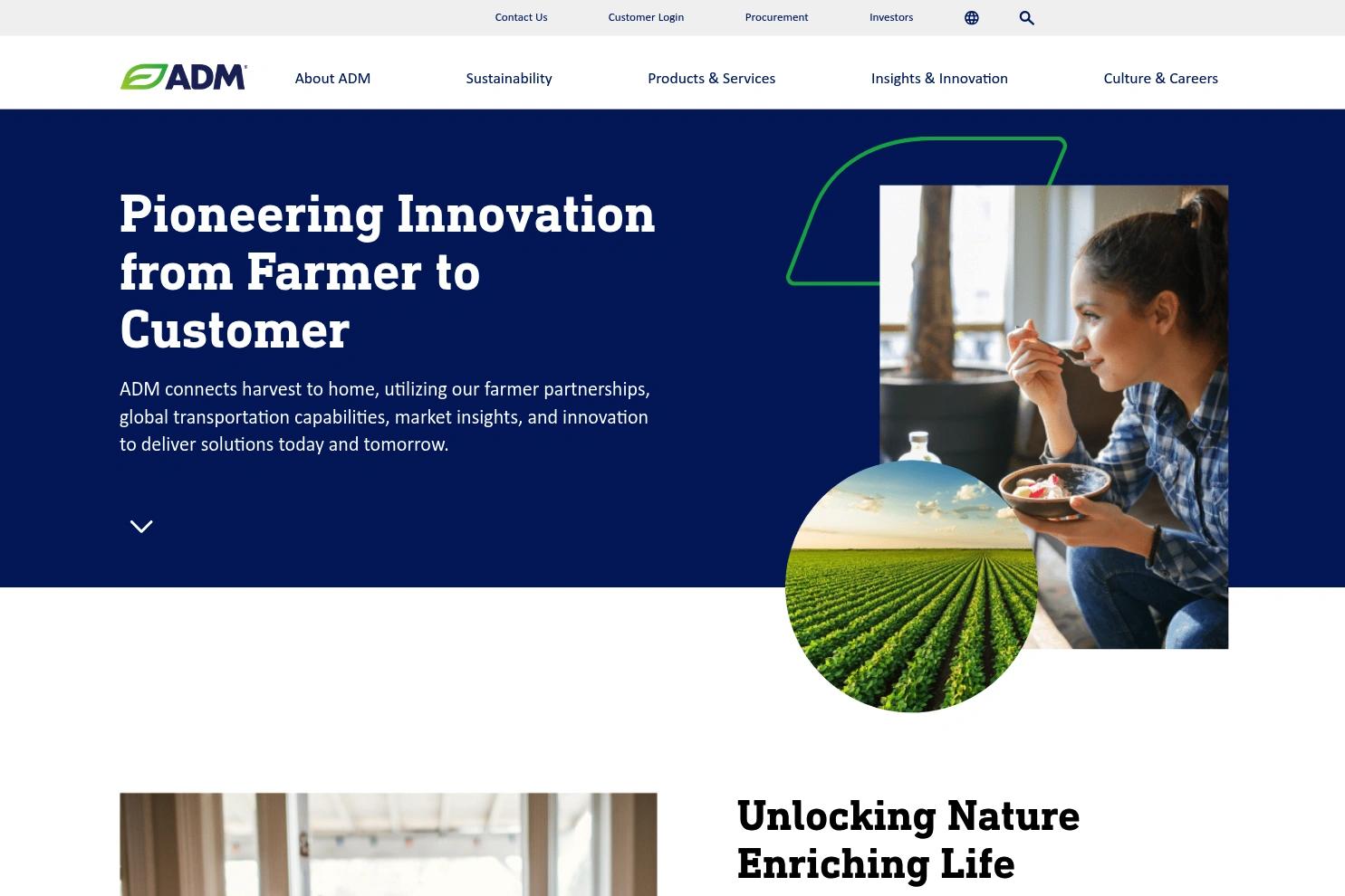 ADM website screenshot