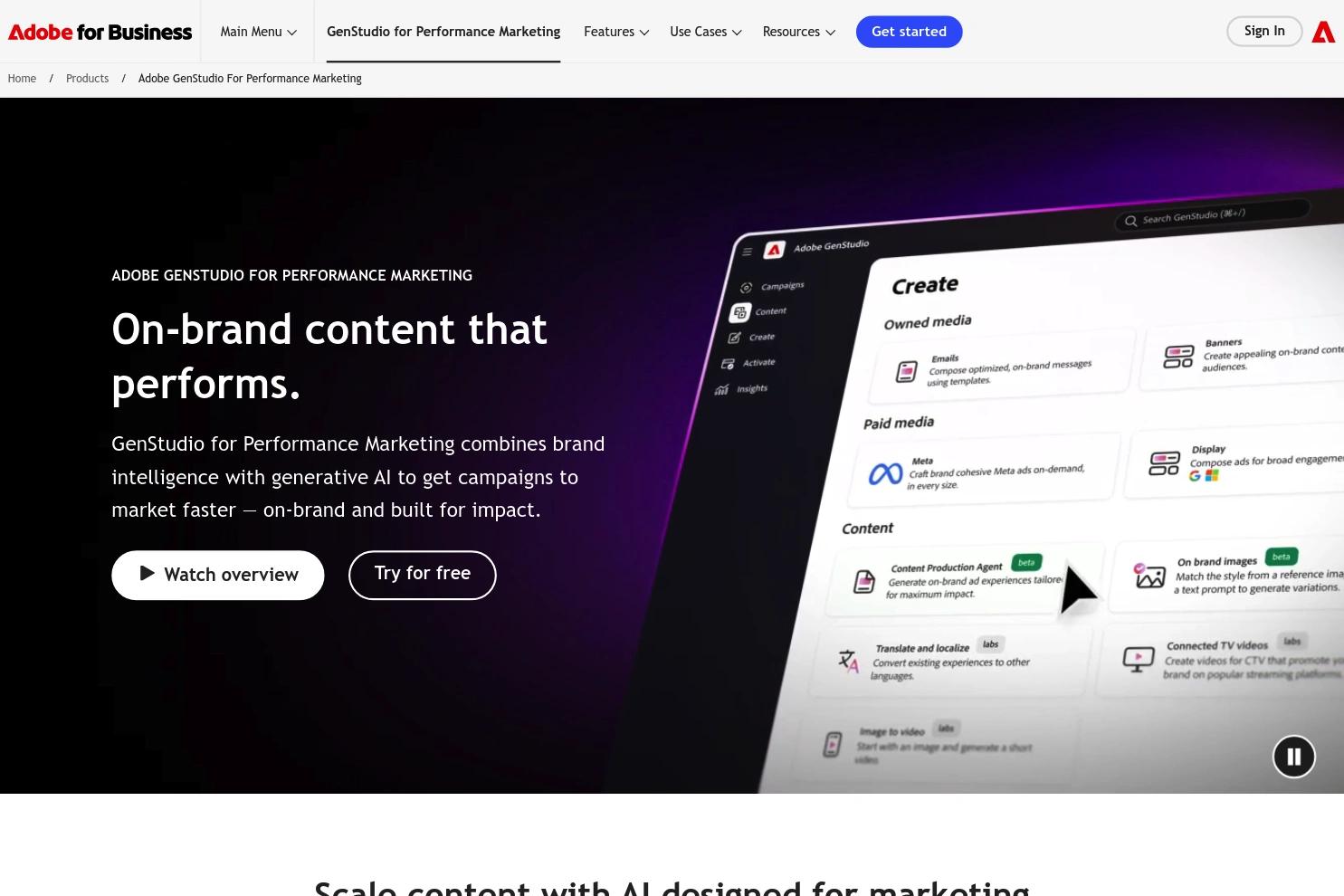 Adobe website screenshot