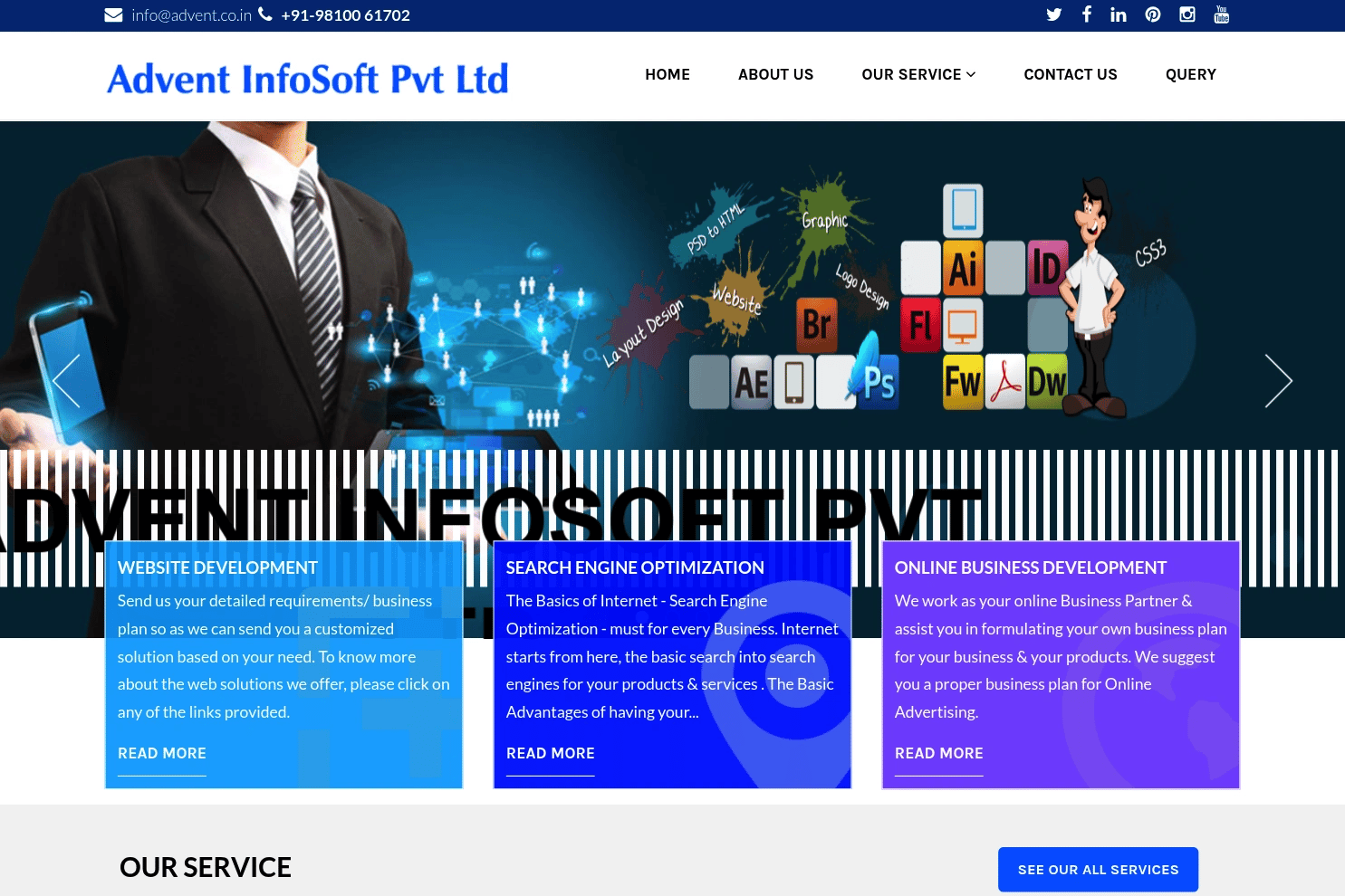 Advent InfoSoft website screenshot
