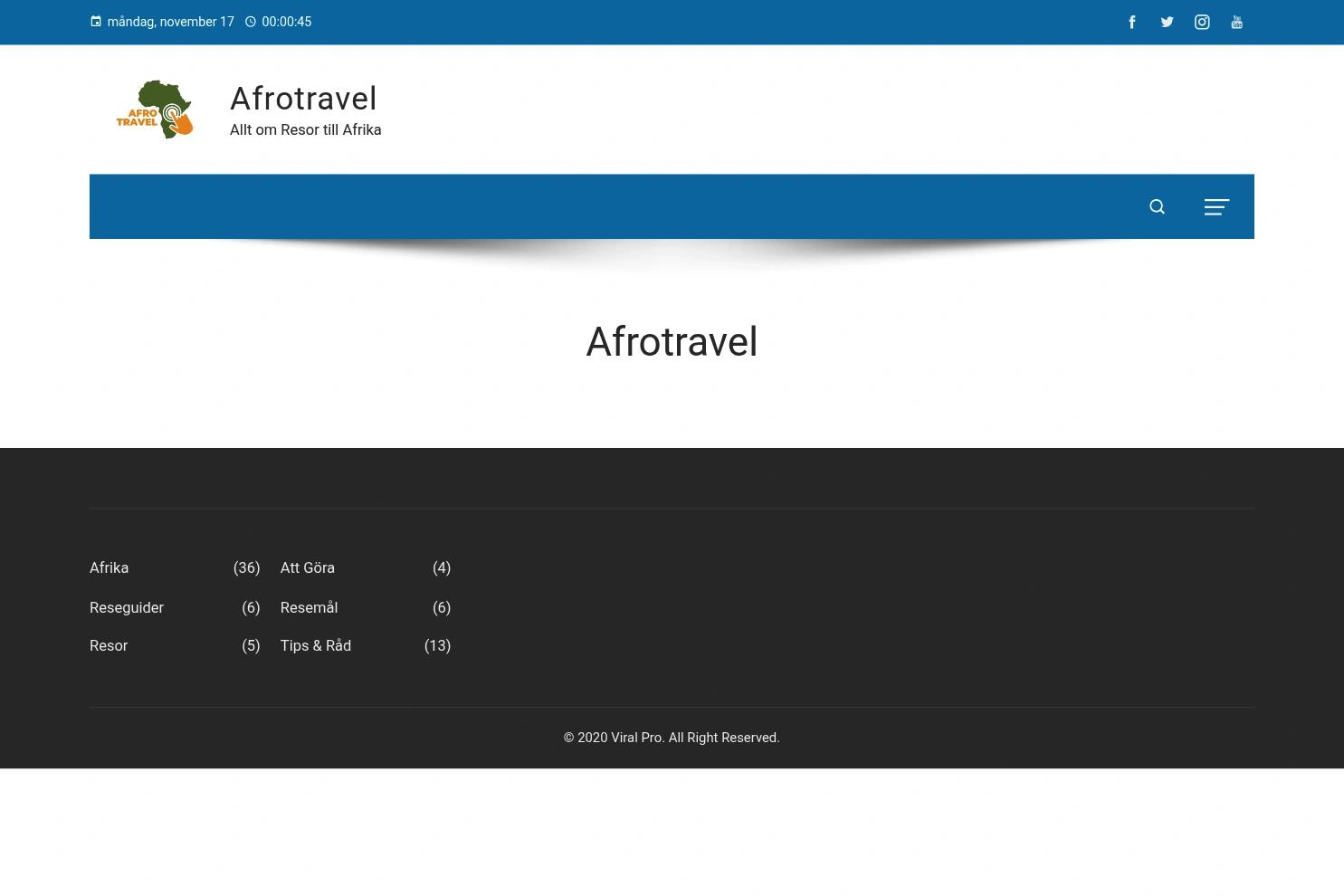 Afrotravel website screenshot