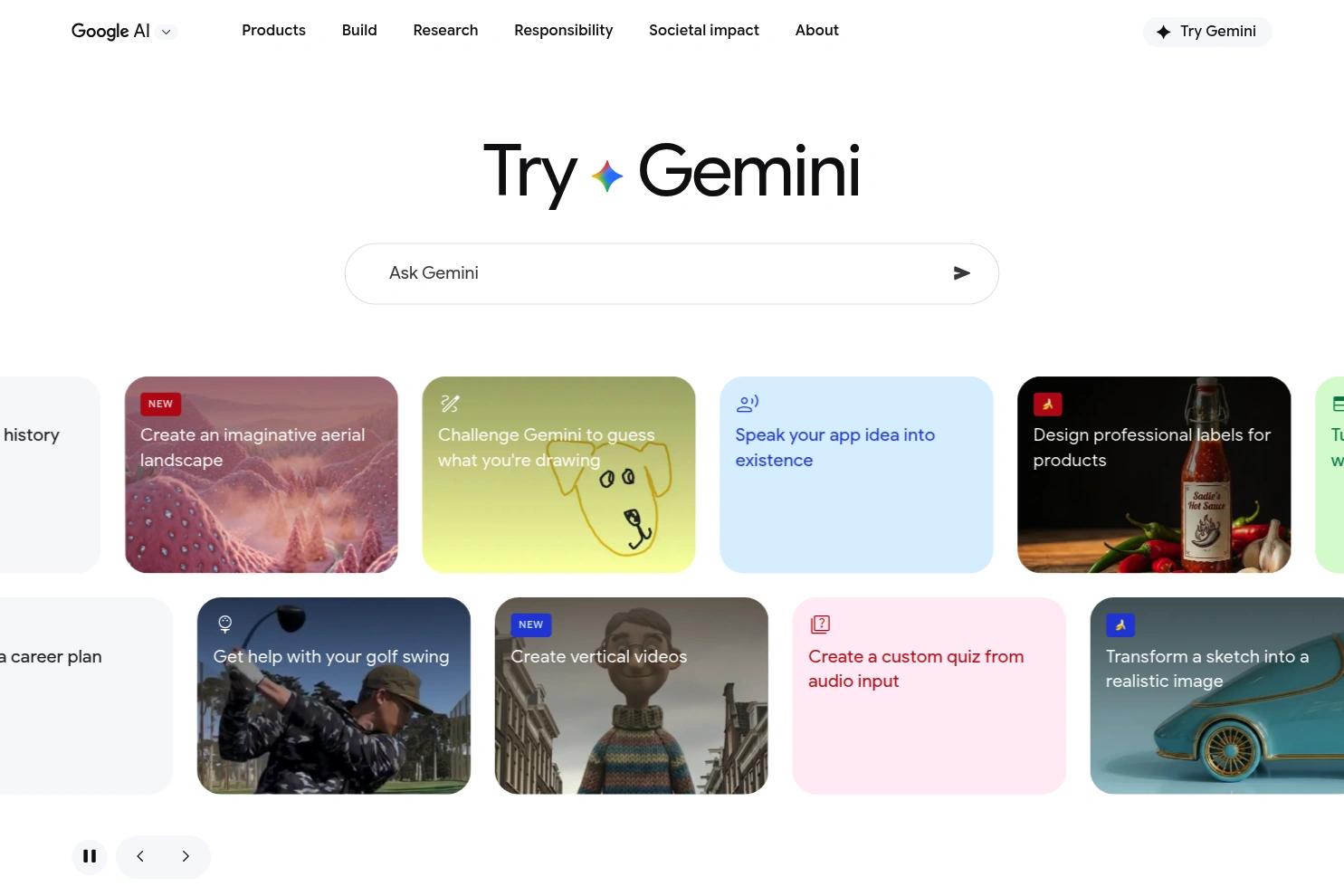 Google AI website screenshot
