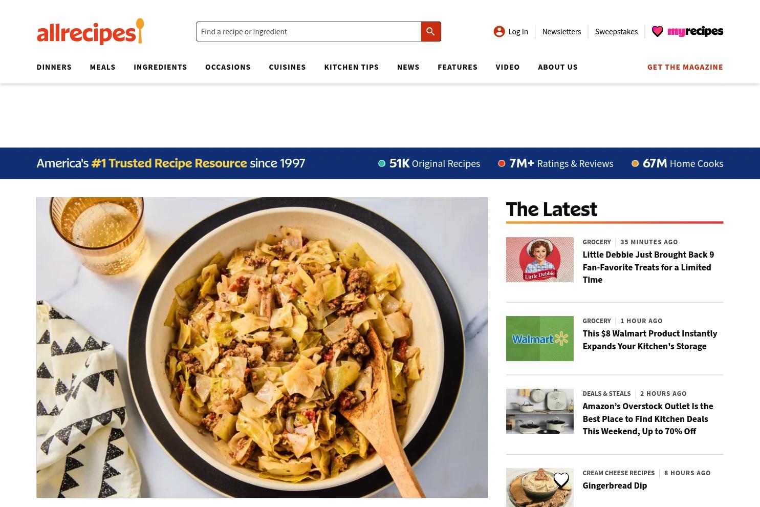 Allrecipes website screenshot