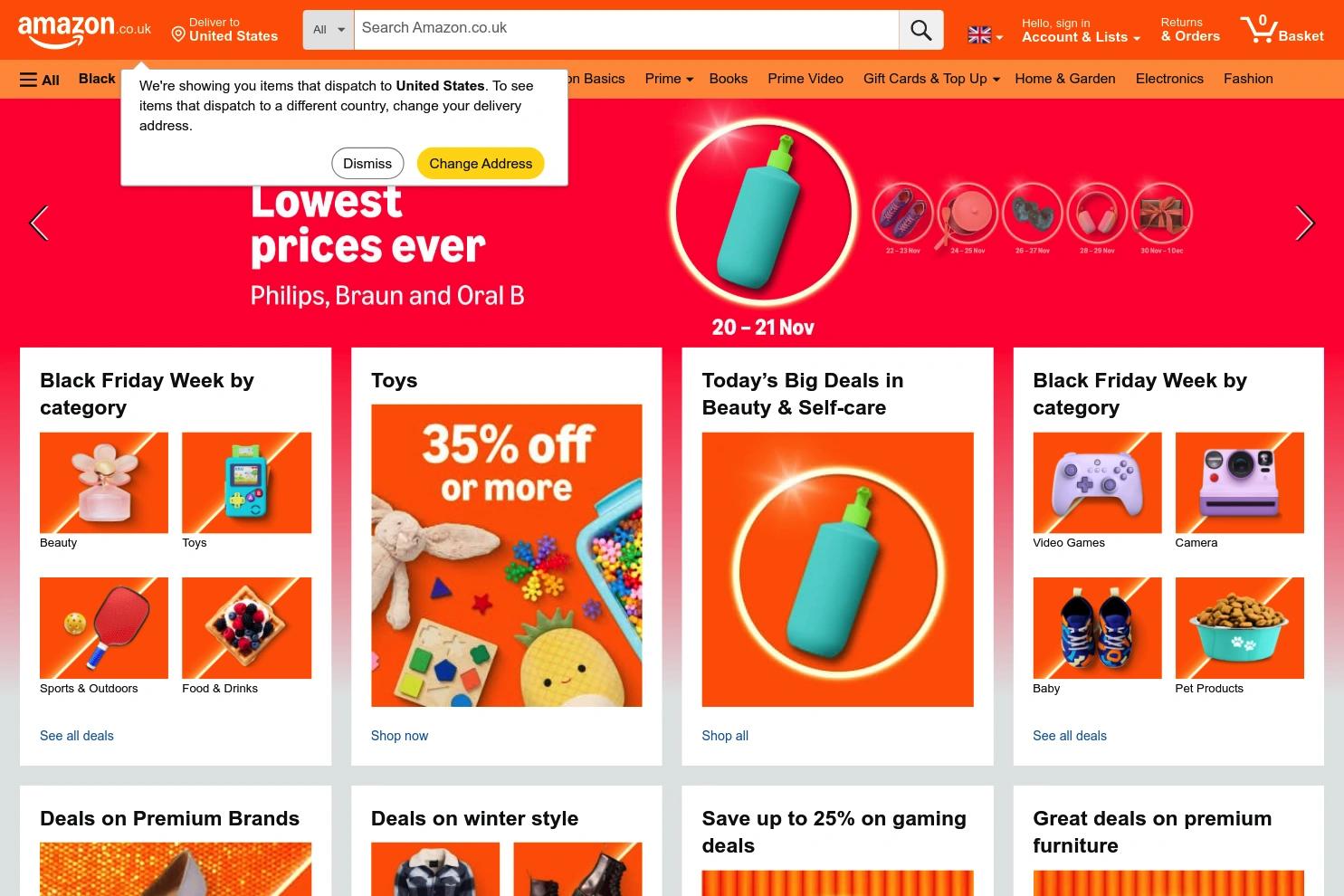 Amazon.co.uk website screenshot