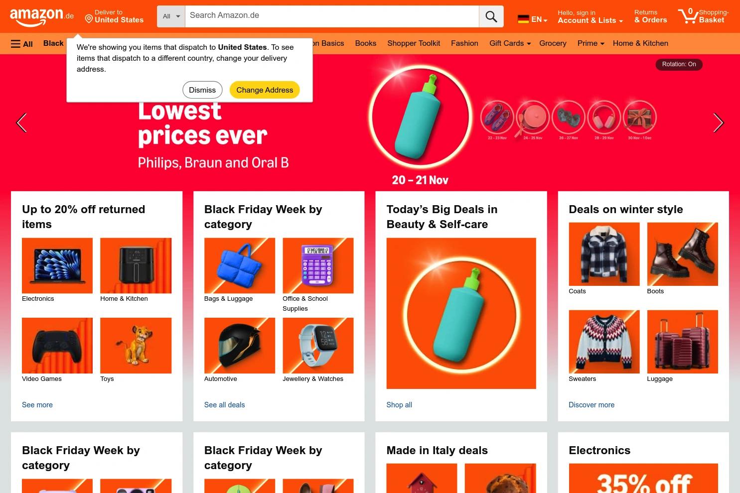 Amazon.de website screenshot