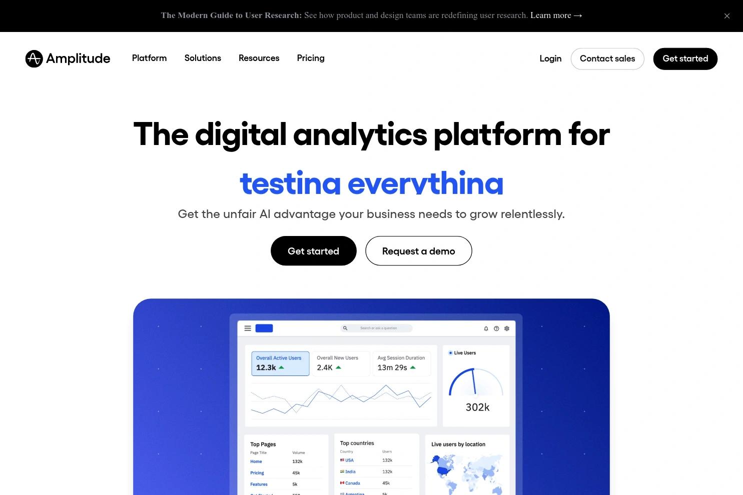 Amplitude website screenshot
