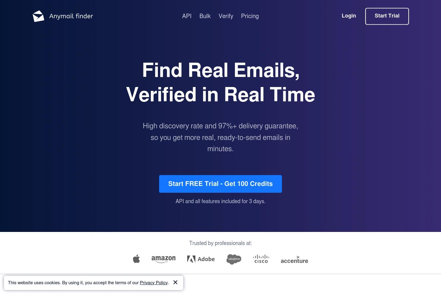 Anymail Finder website screenshot