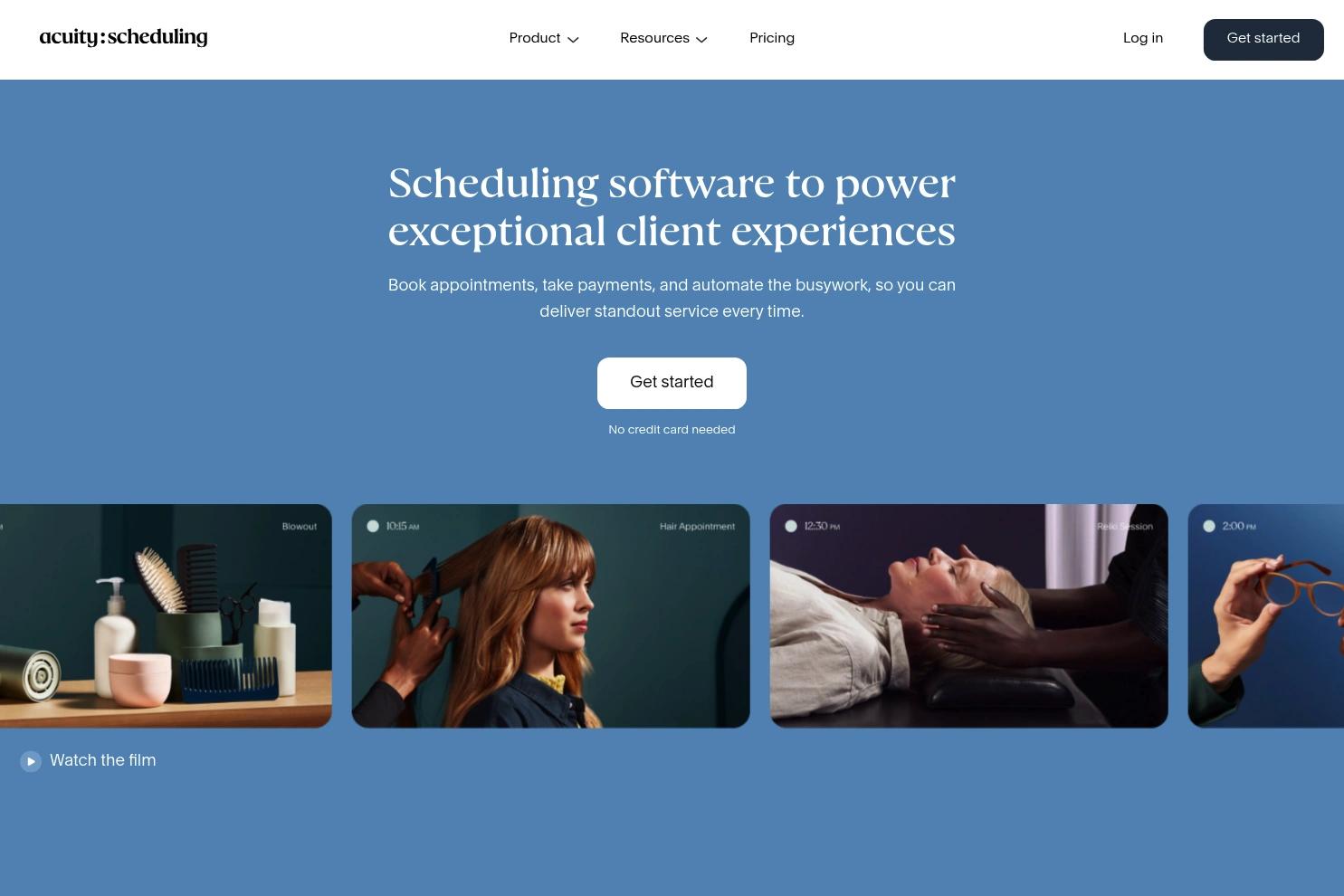 Acuity Scheduling website screenshot