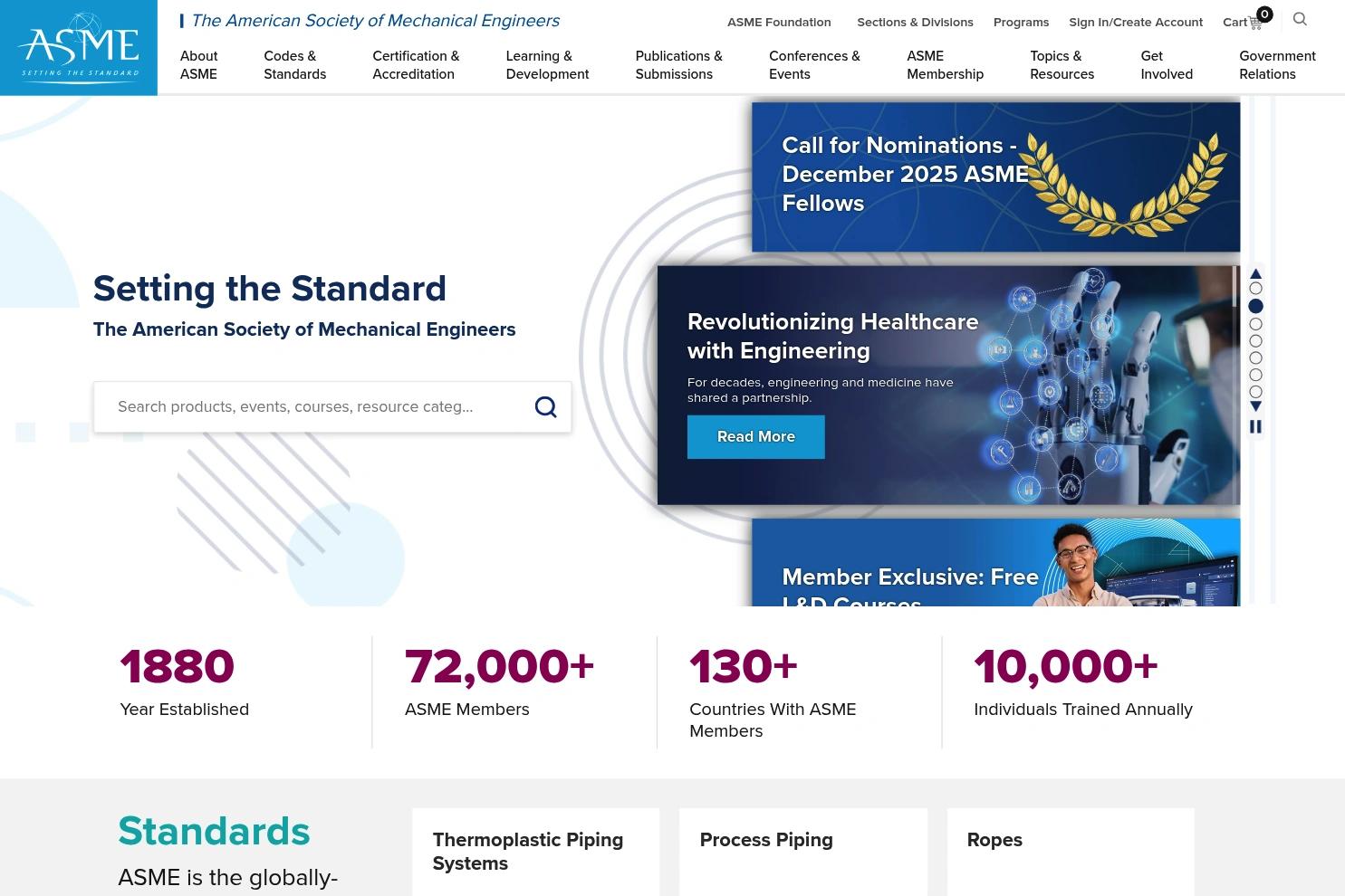 ASME website screenshot