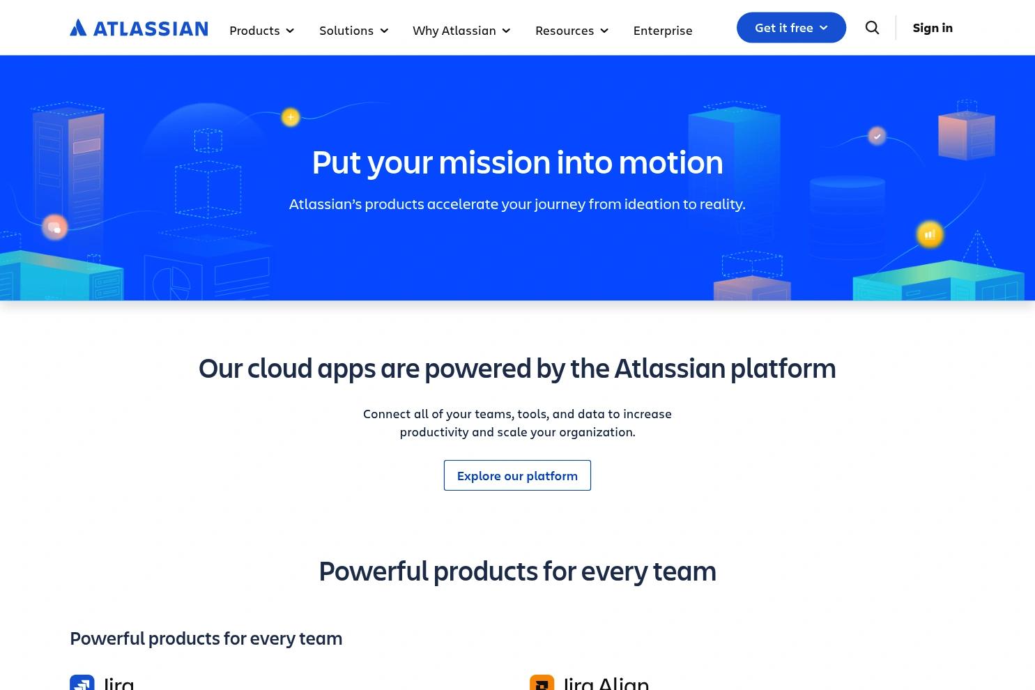Atlassian website screenshot