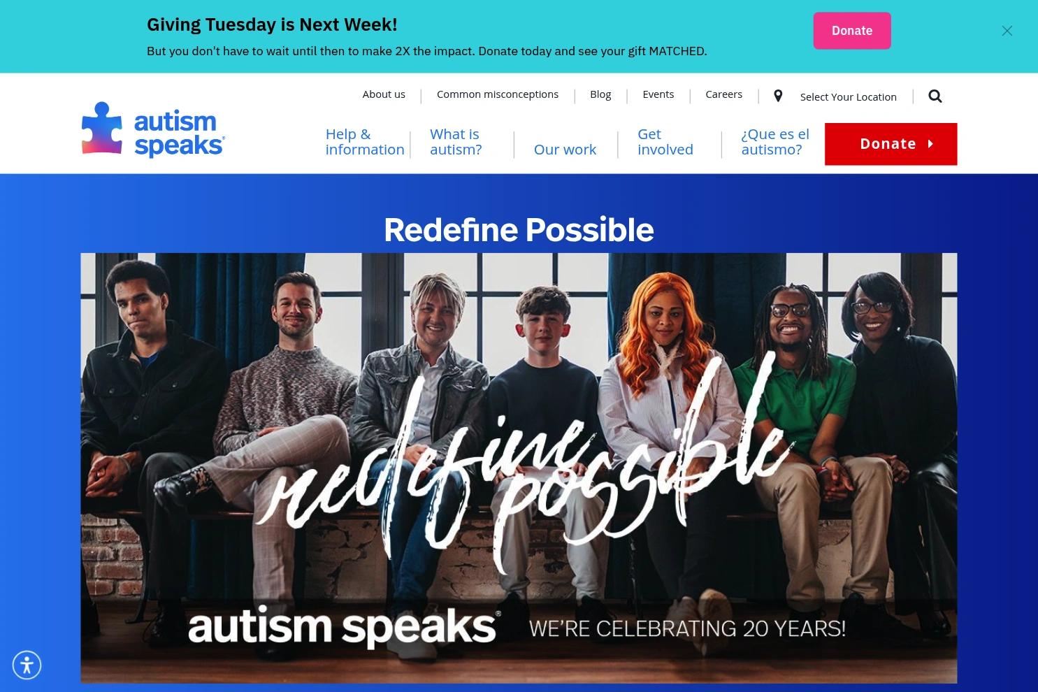 Autism Speaks website screenshot
