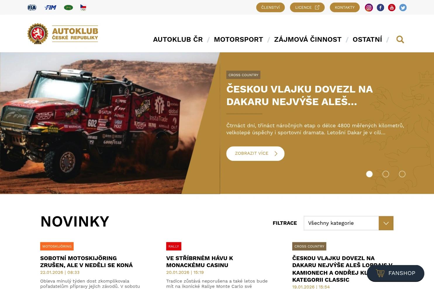 Autoklub ČR website screenshot