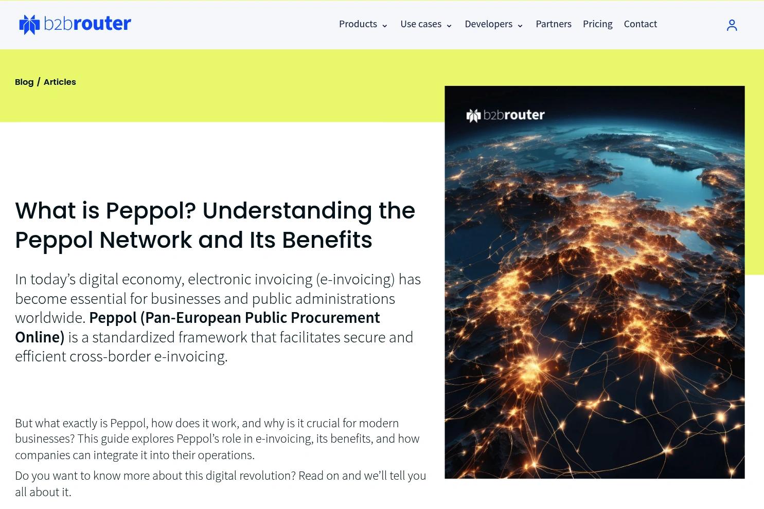 B2B Router website screenshot