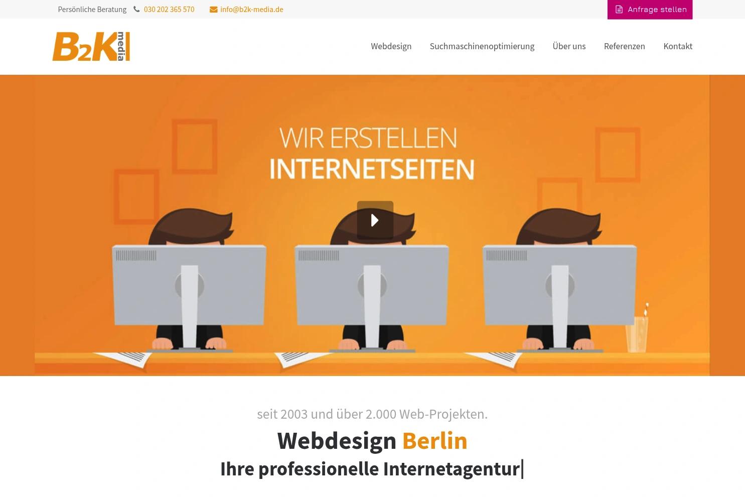 B2K Media website screenshot