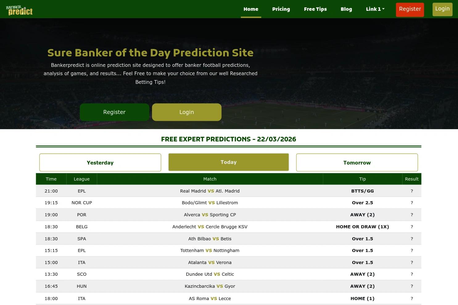 BankerPredict website screenshot
