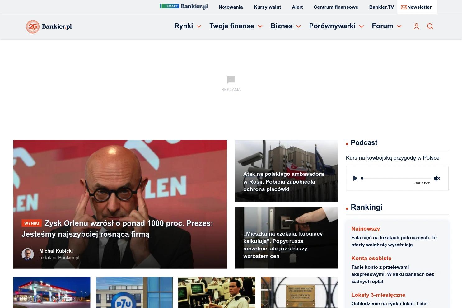 Bankier.pl website screenshot