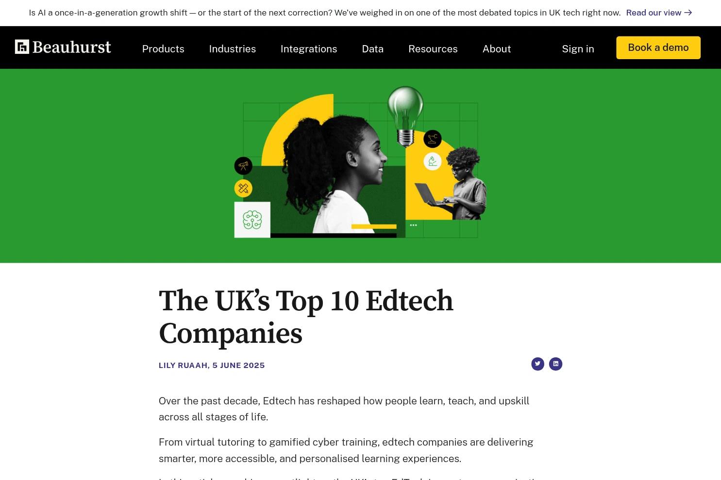 Beauhurst website screenshot