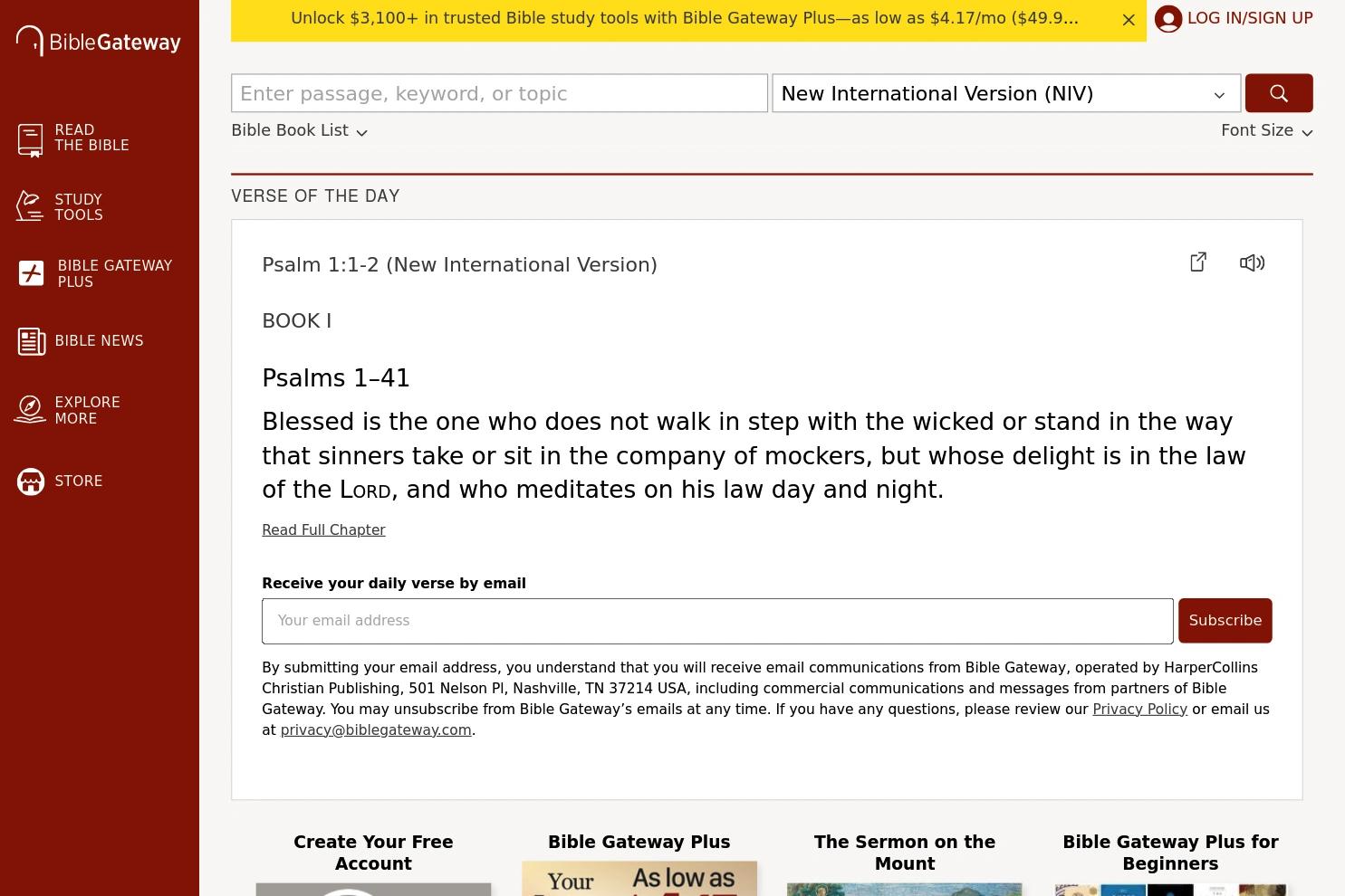 Bible Gateway website screenshot