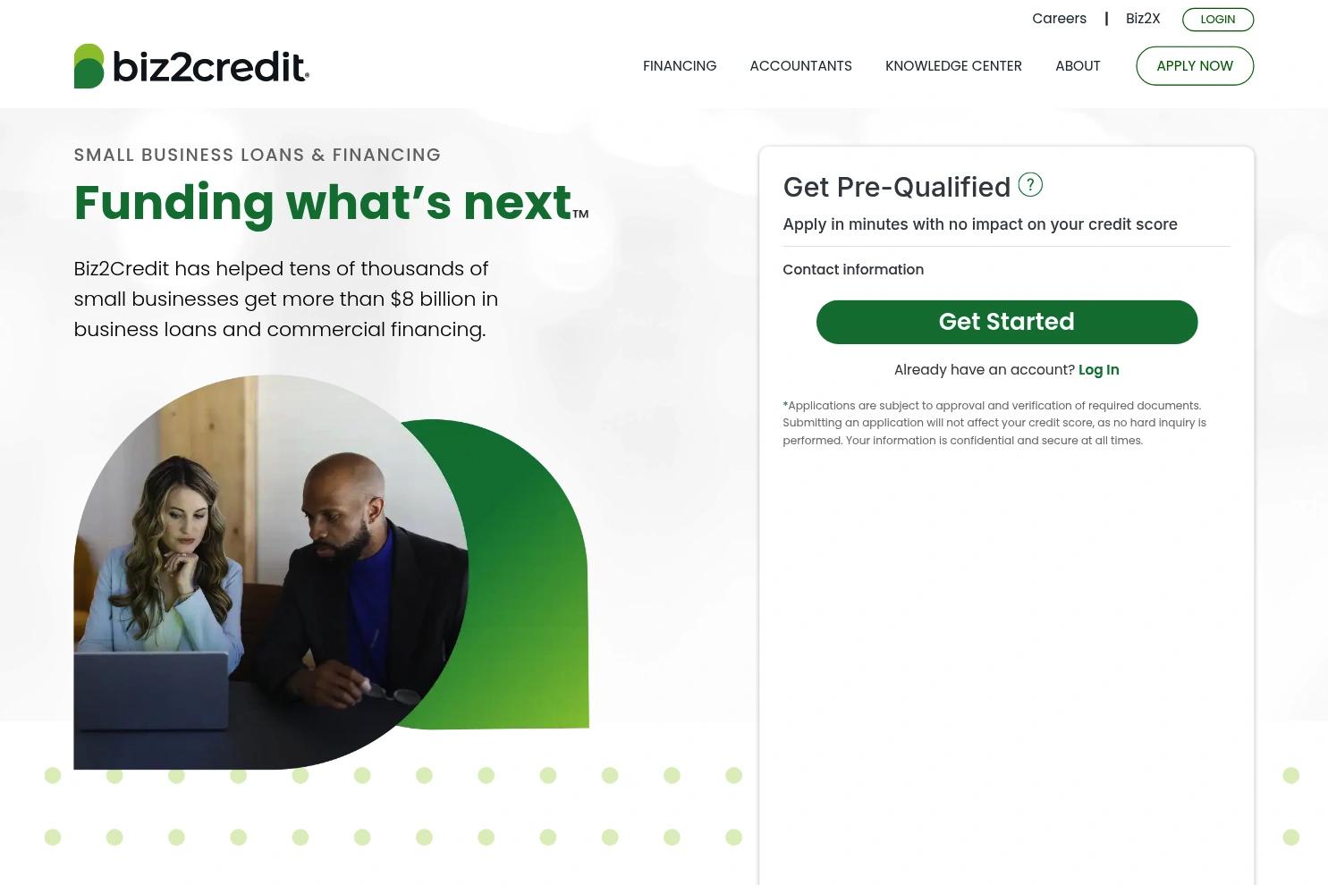 Biz2Credit website screenshot