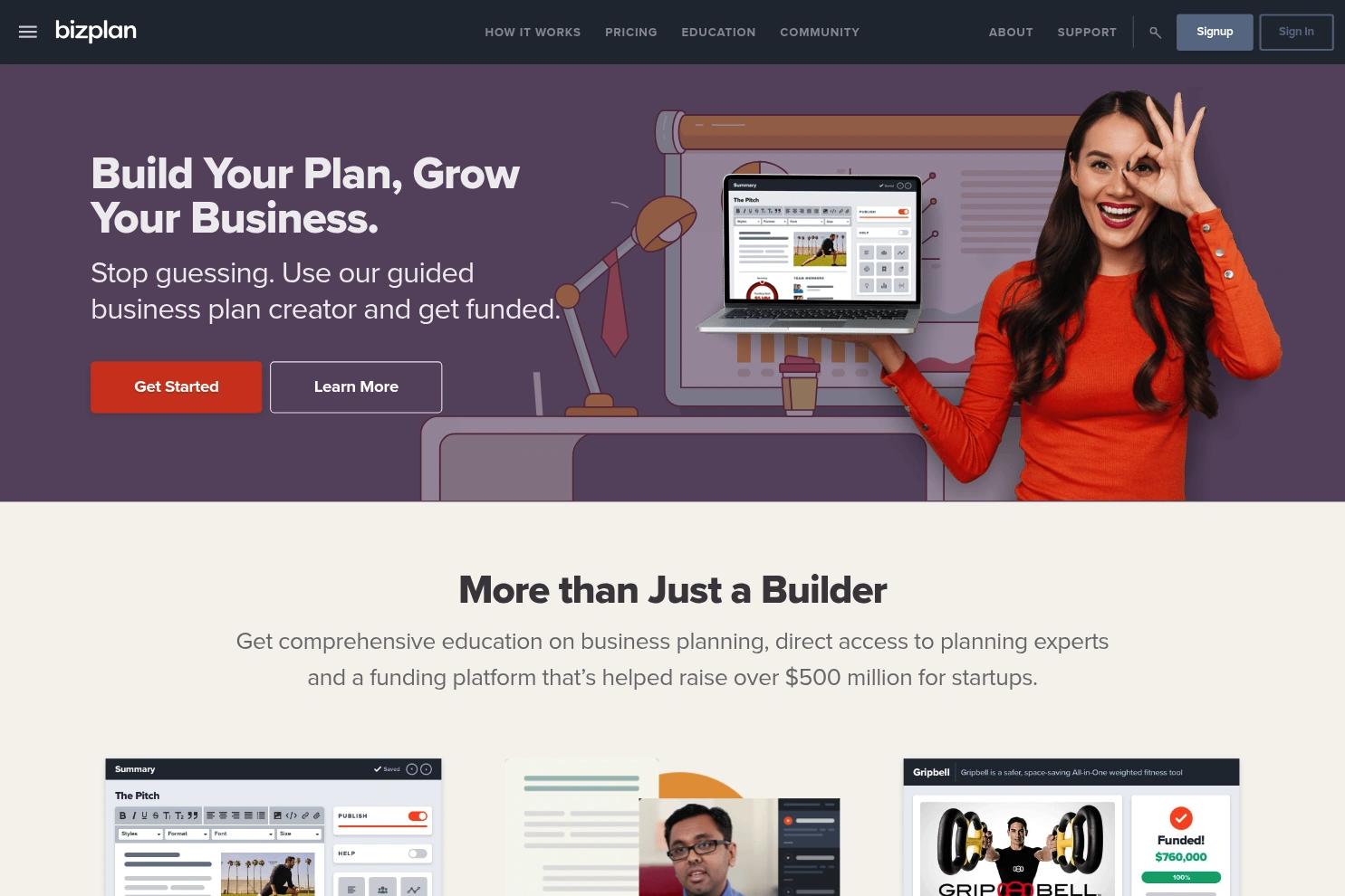 Bizplan website screenshot