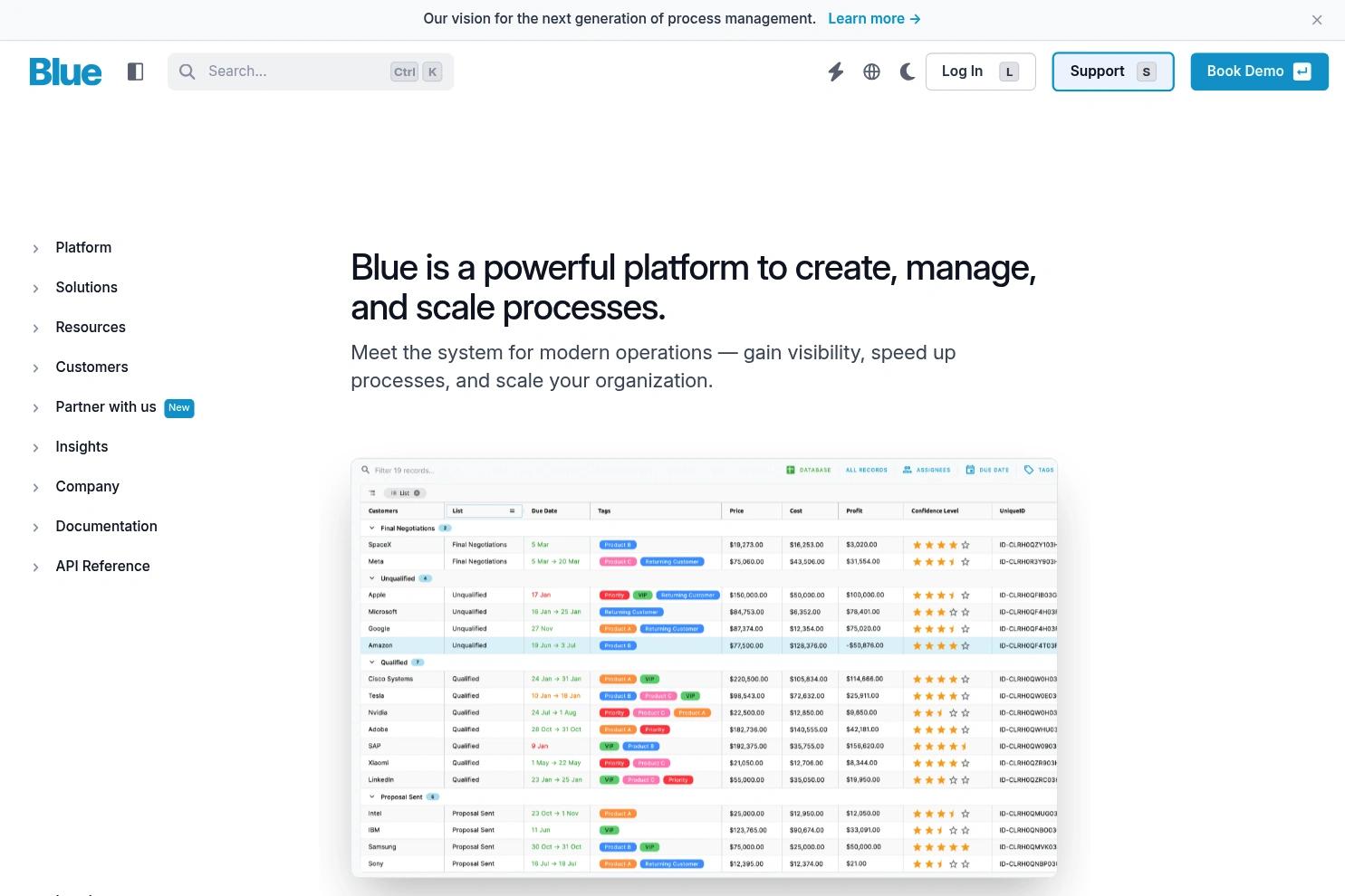 Blue website screenshot