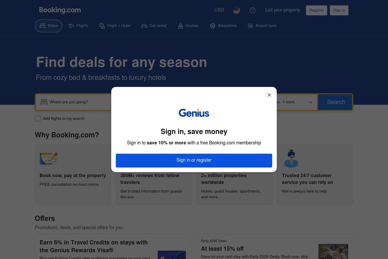 Booking.com website screenshot