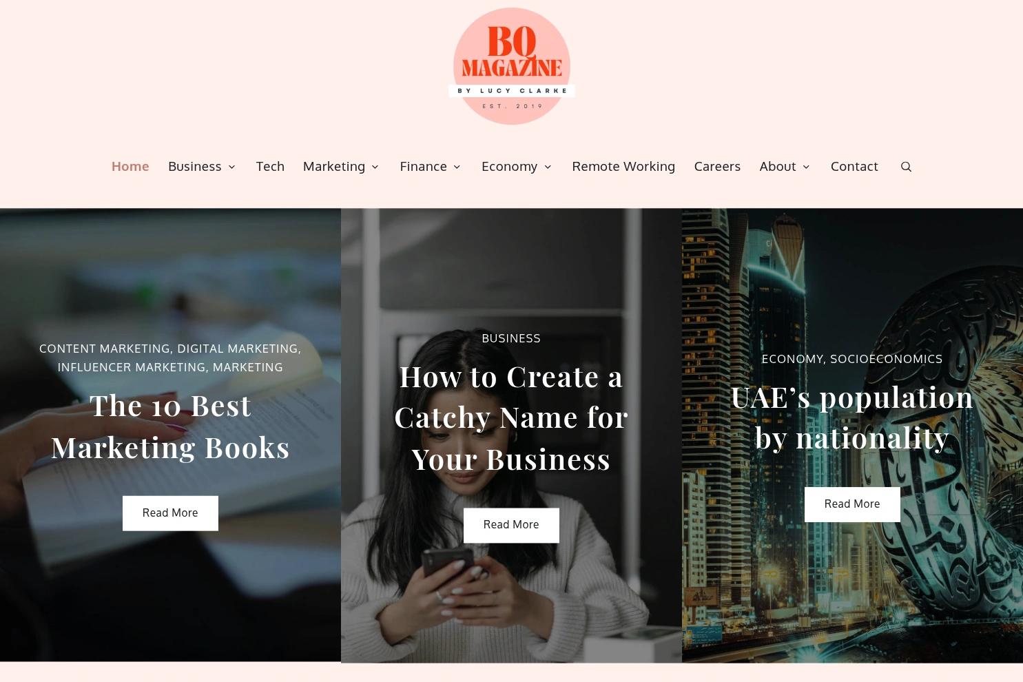 Business Quick Magazine website screenshot