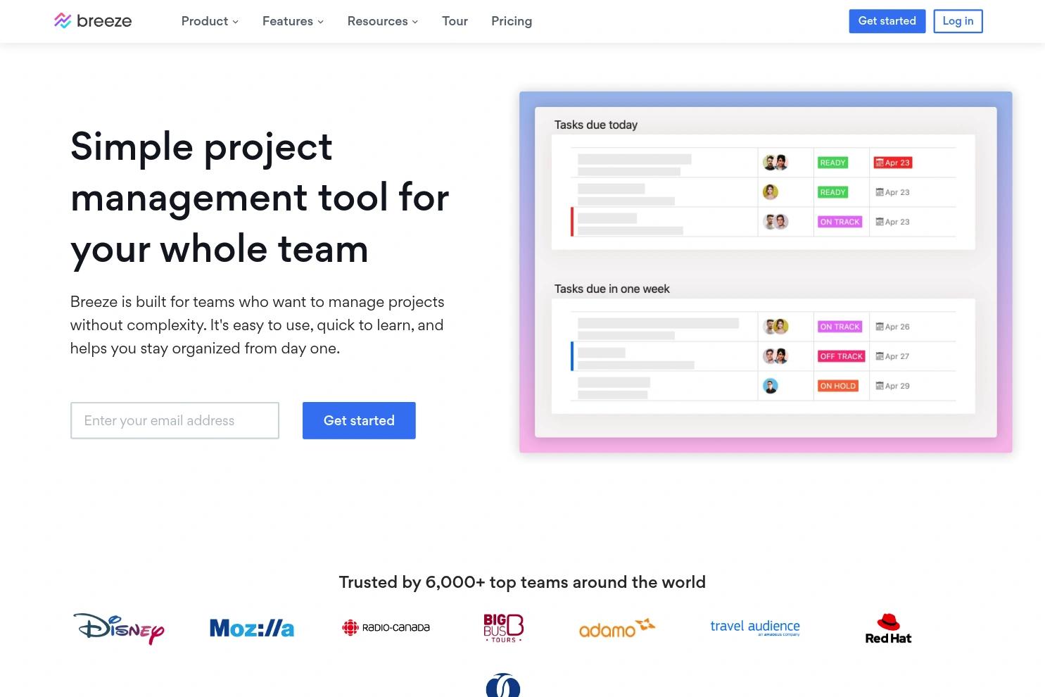 Breeze website screenshot