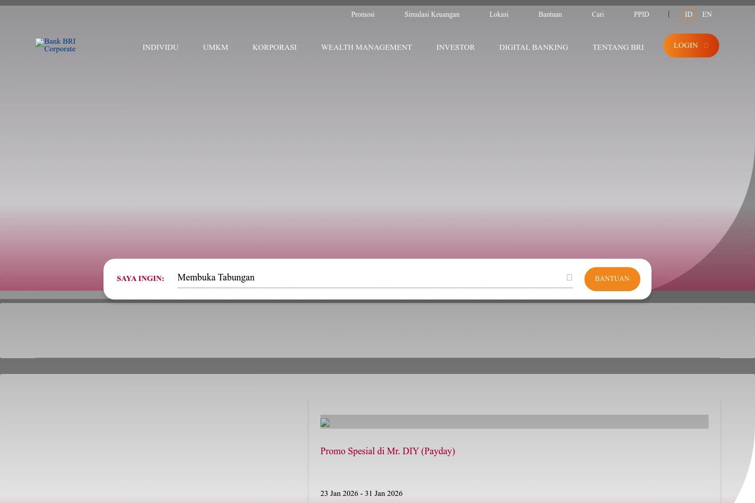 Bank BRI website screenshot