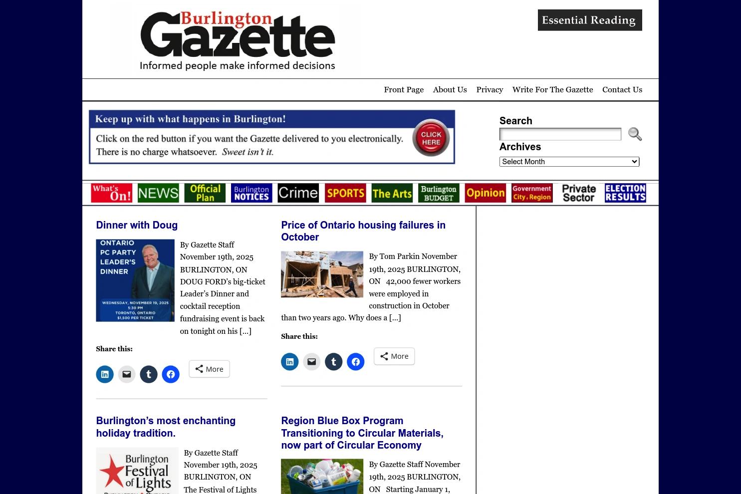 Burlington Gazette website screenshot