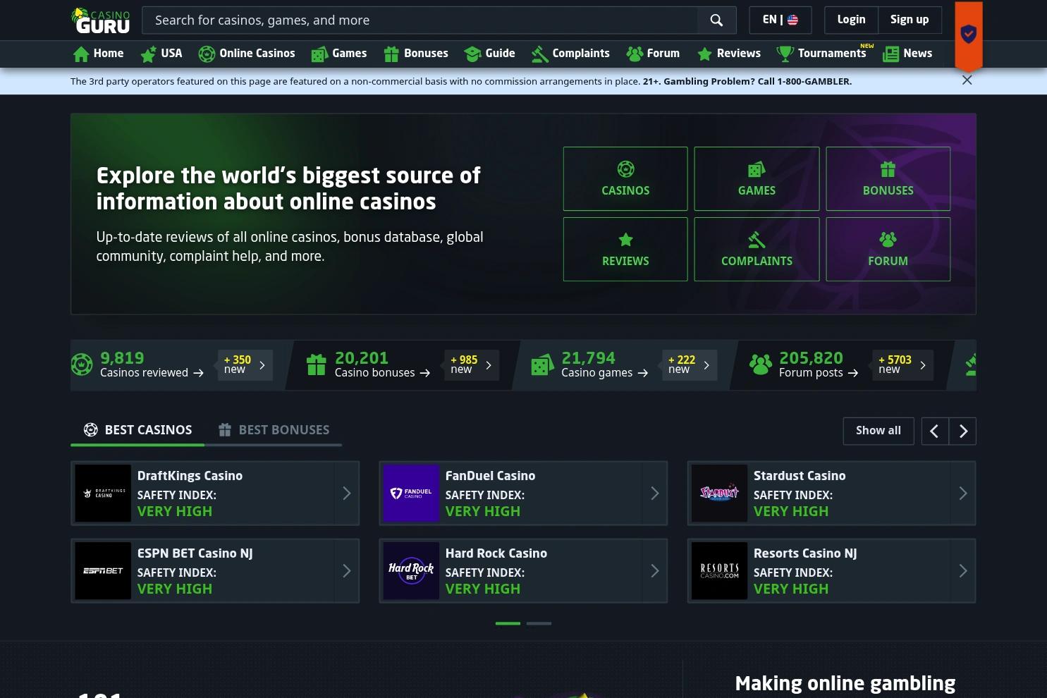 Casino Guru website screenshot