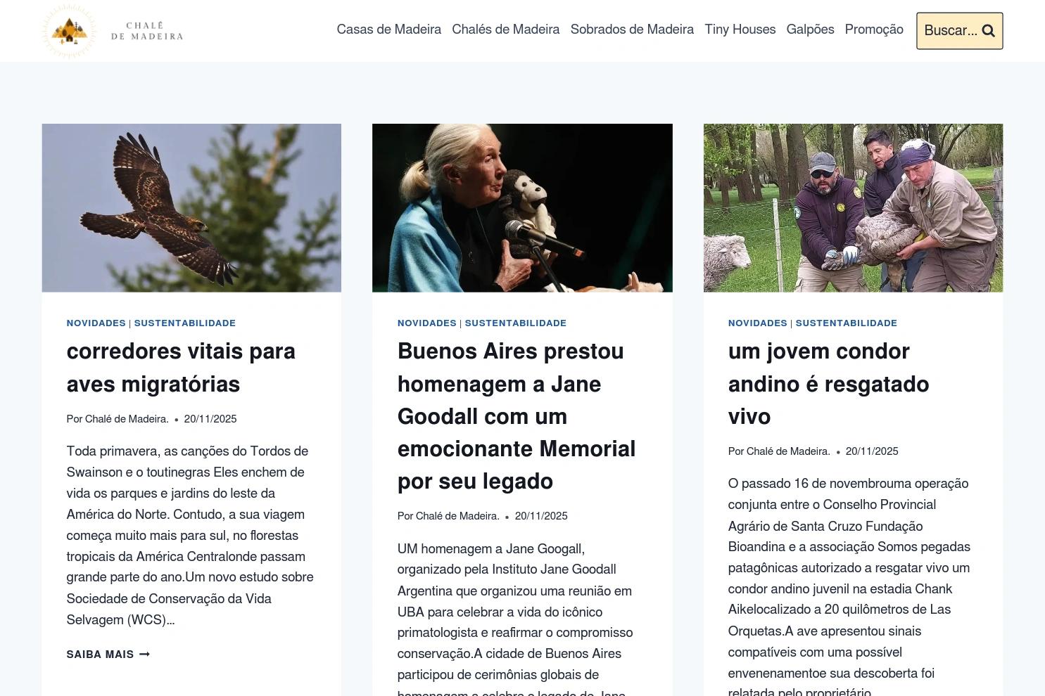 Chalé de Madeira website screenshot