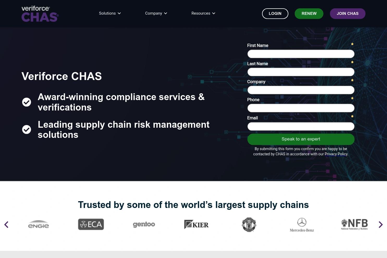 CHAS website screenshot