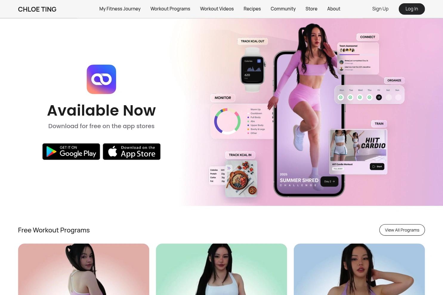 Chloe Ting website screenshot