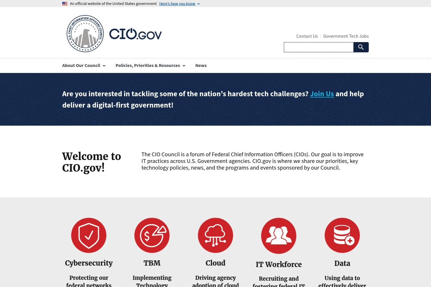 CIO.GOV website screenshot