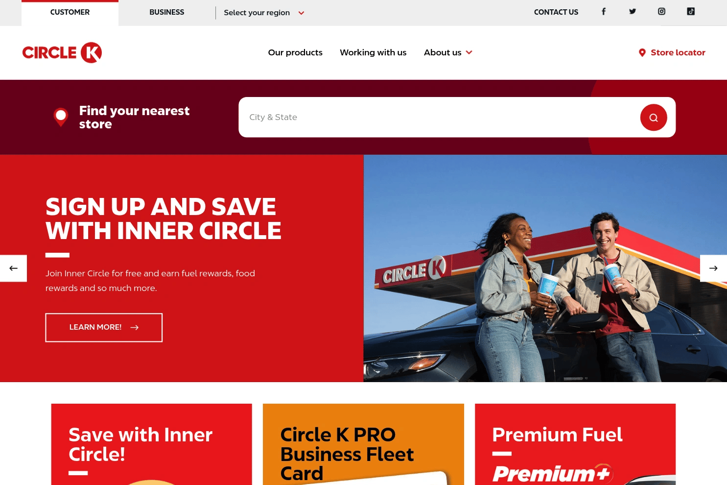Circle K website screenshot