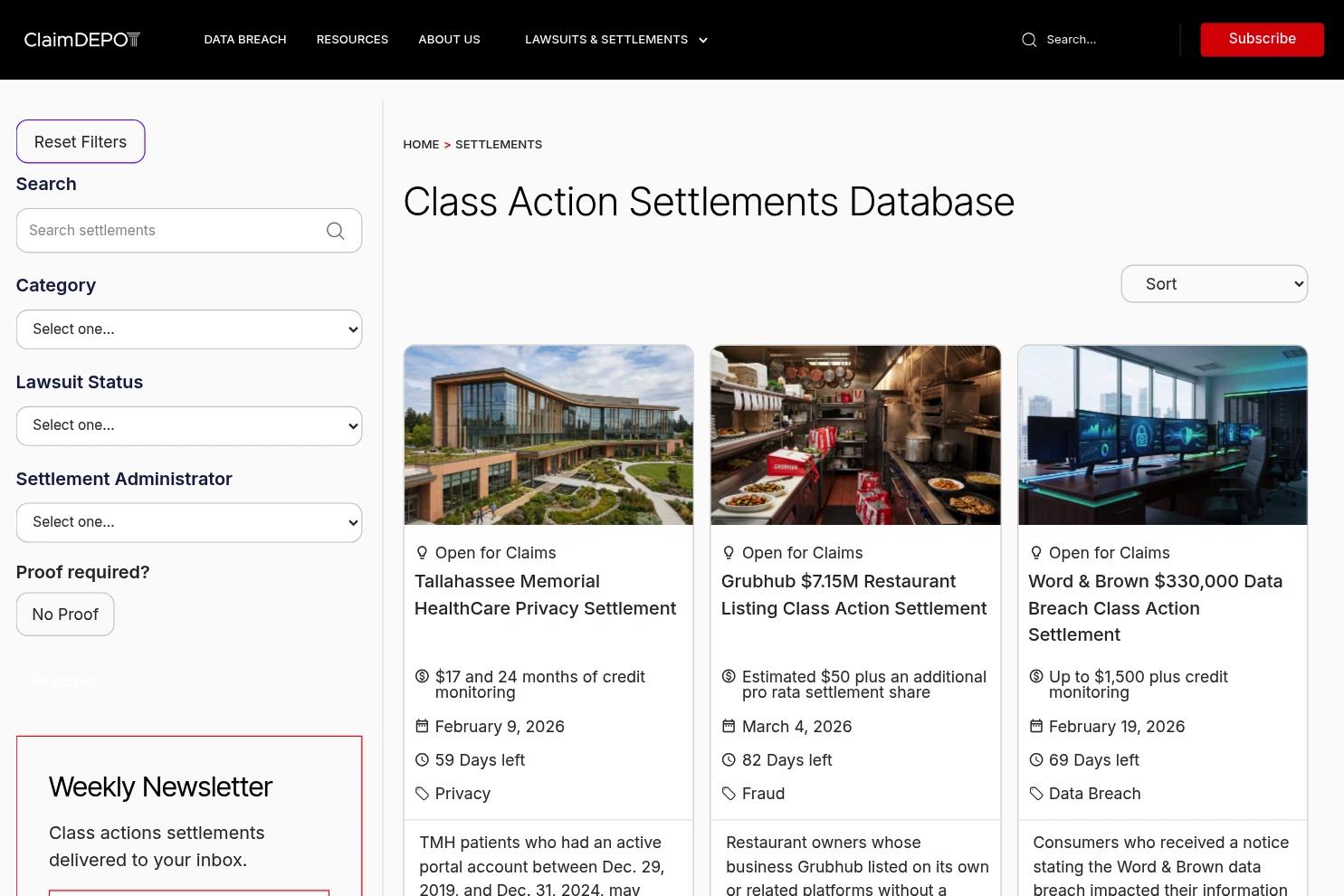 Claim Depot website screenshot