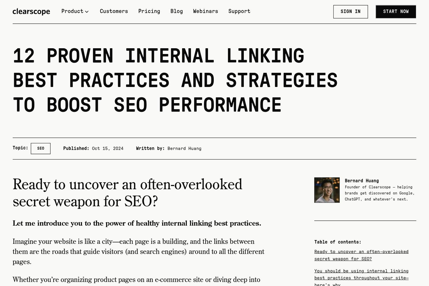 Clearscope website screenshot