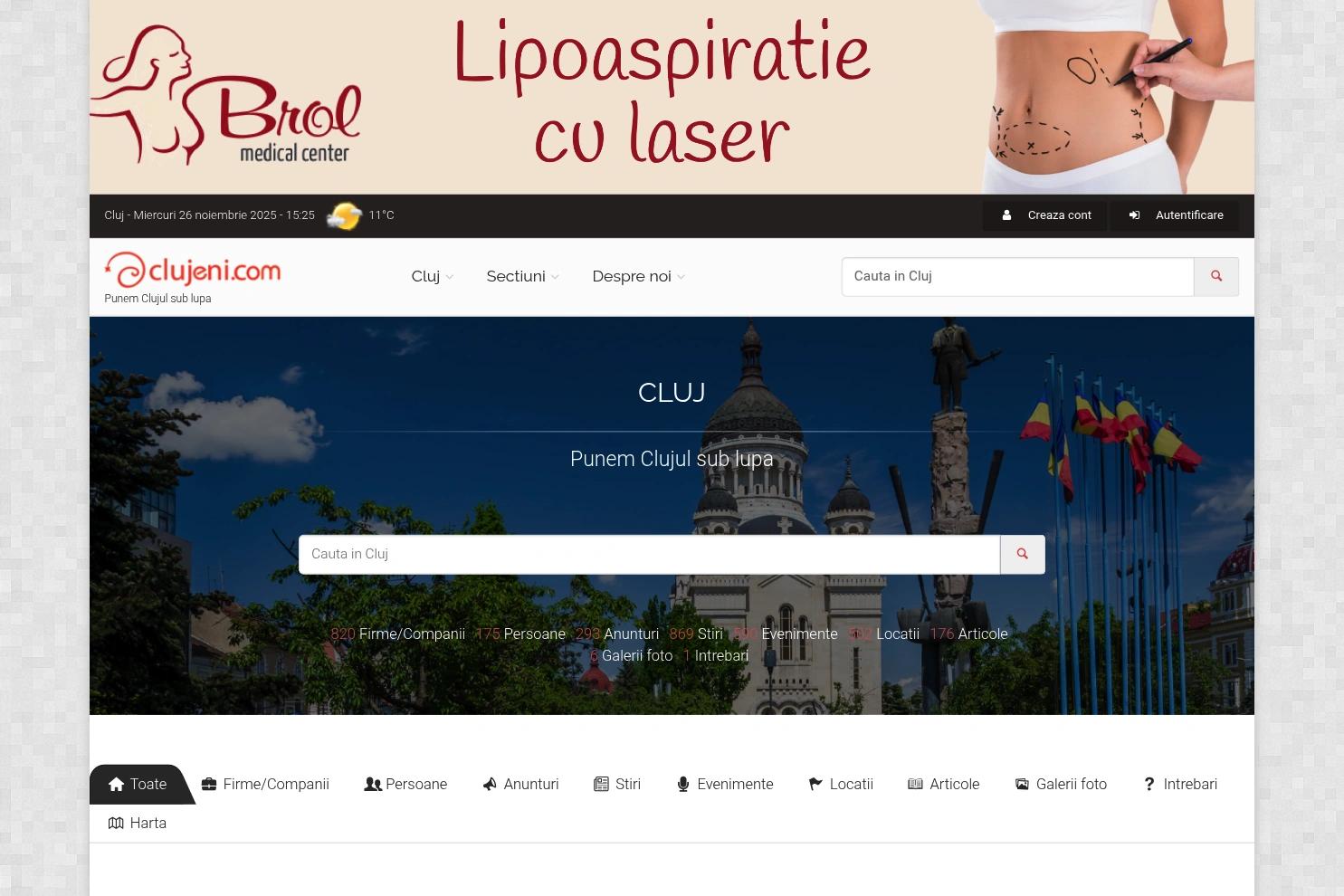 Clujeni.com website screenshot