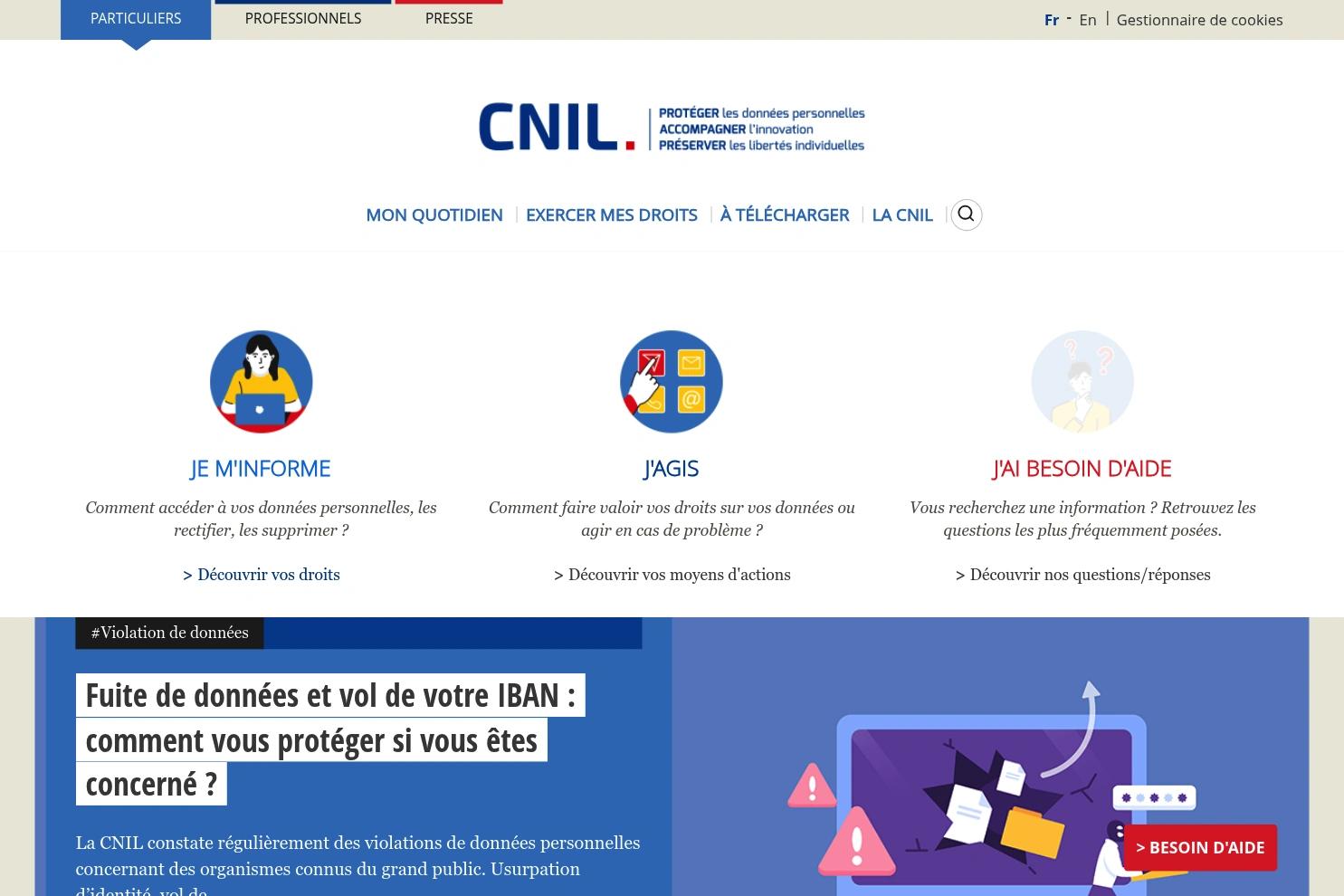 CNIL website screenshot