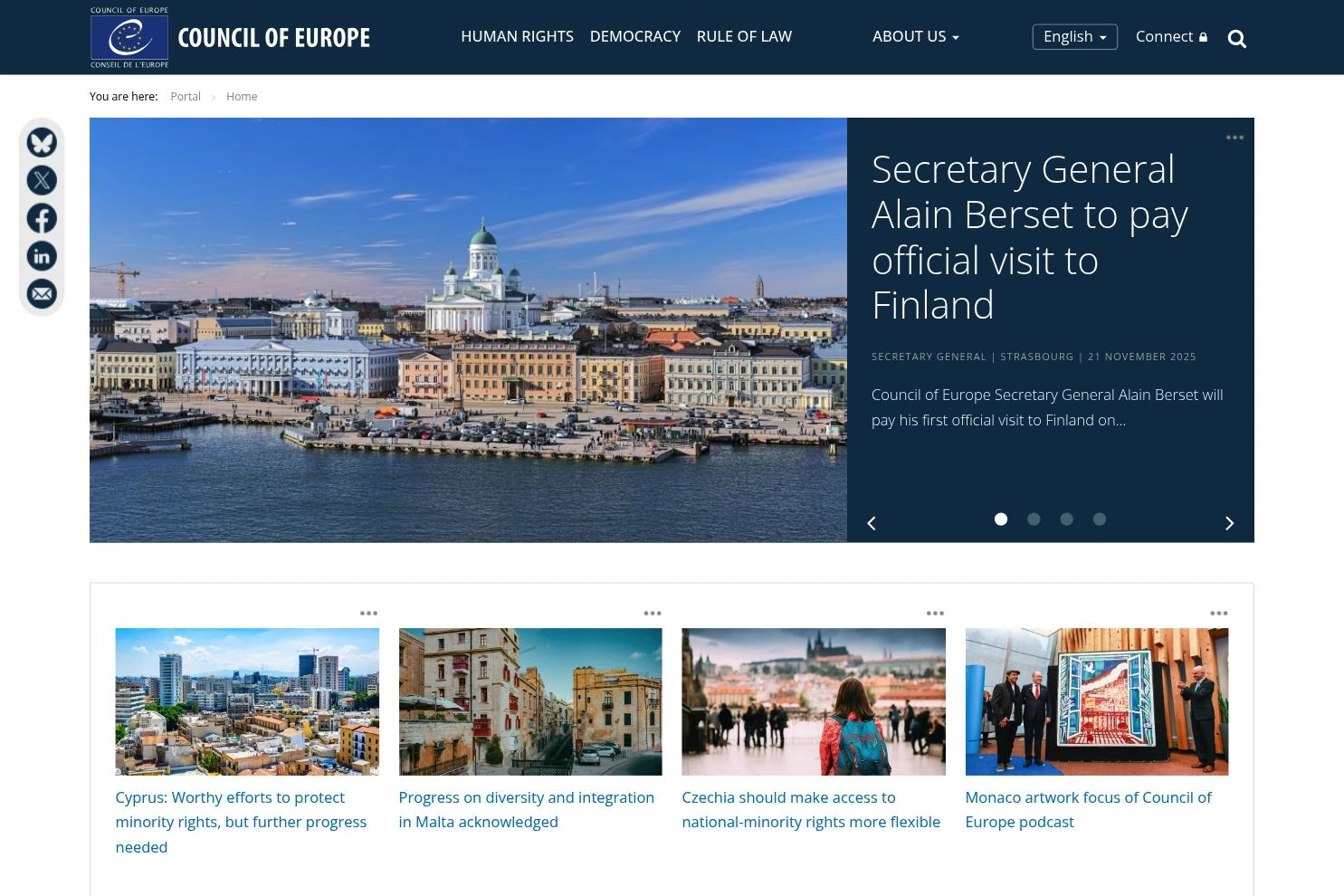 Council of Europe website screenshot