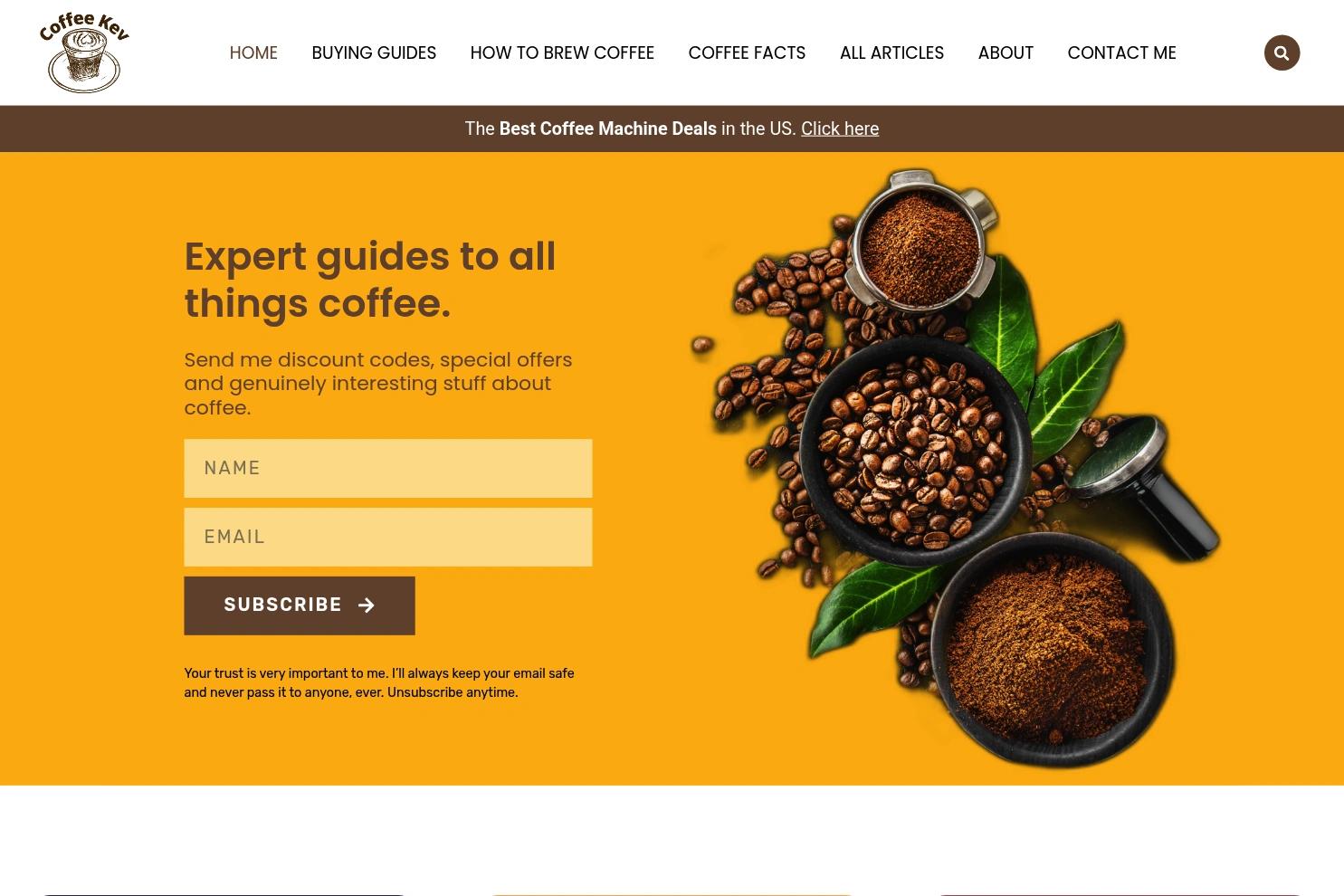 Coffee Kev website screenshot