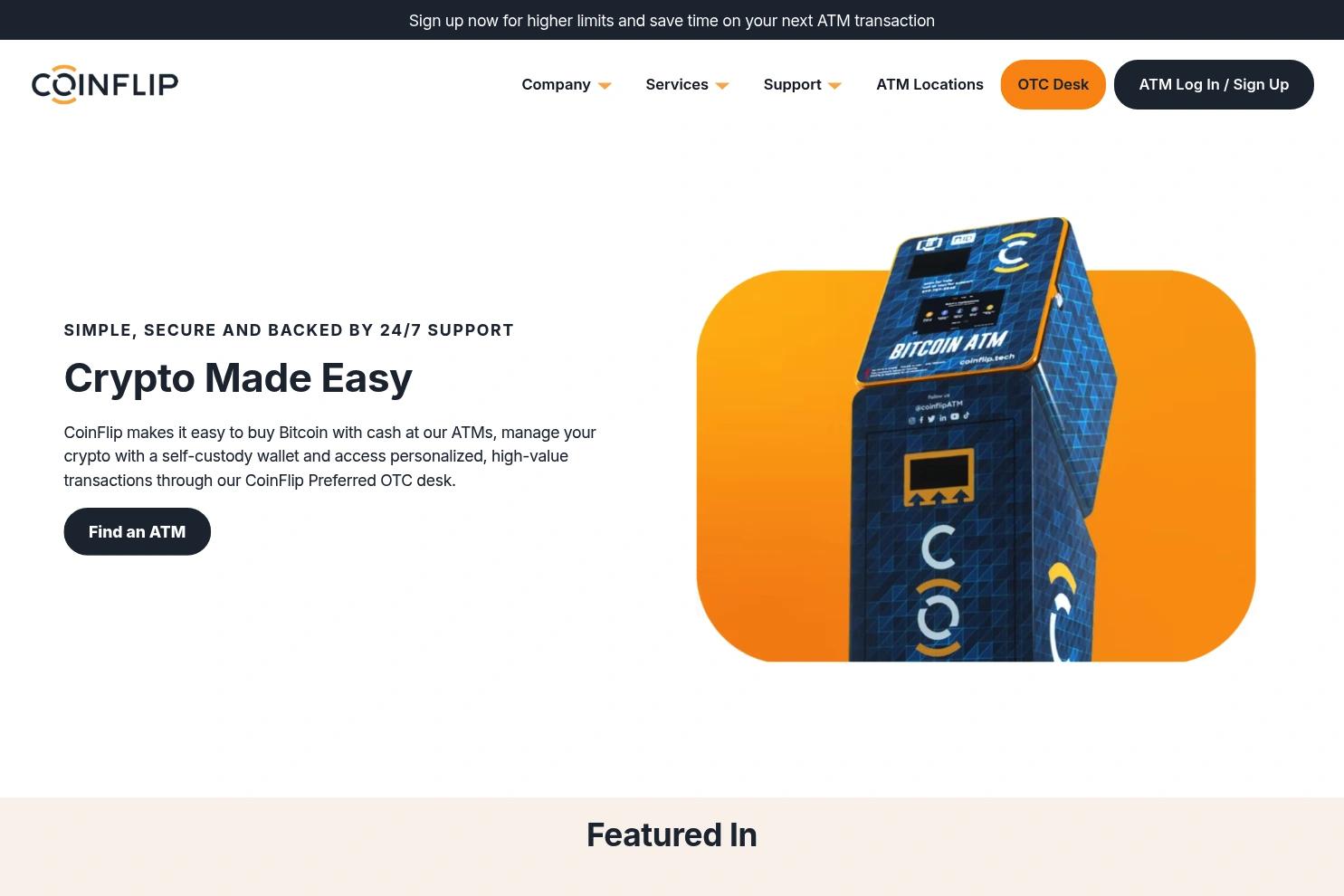 CoinFlip website screenshot