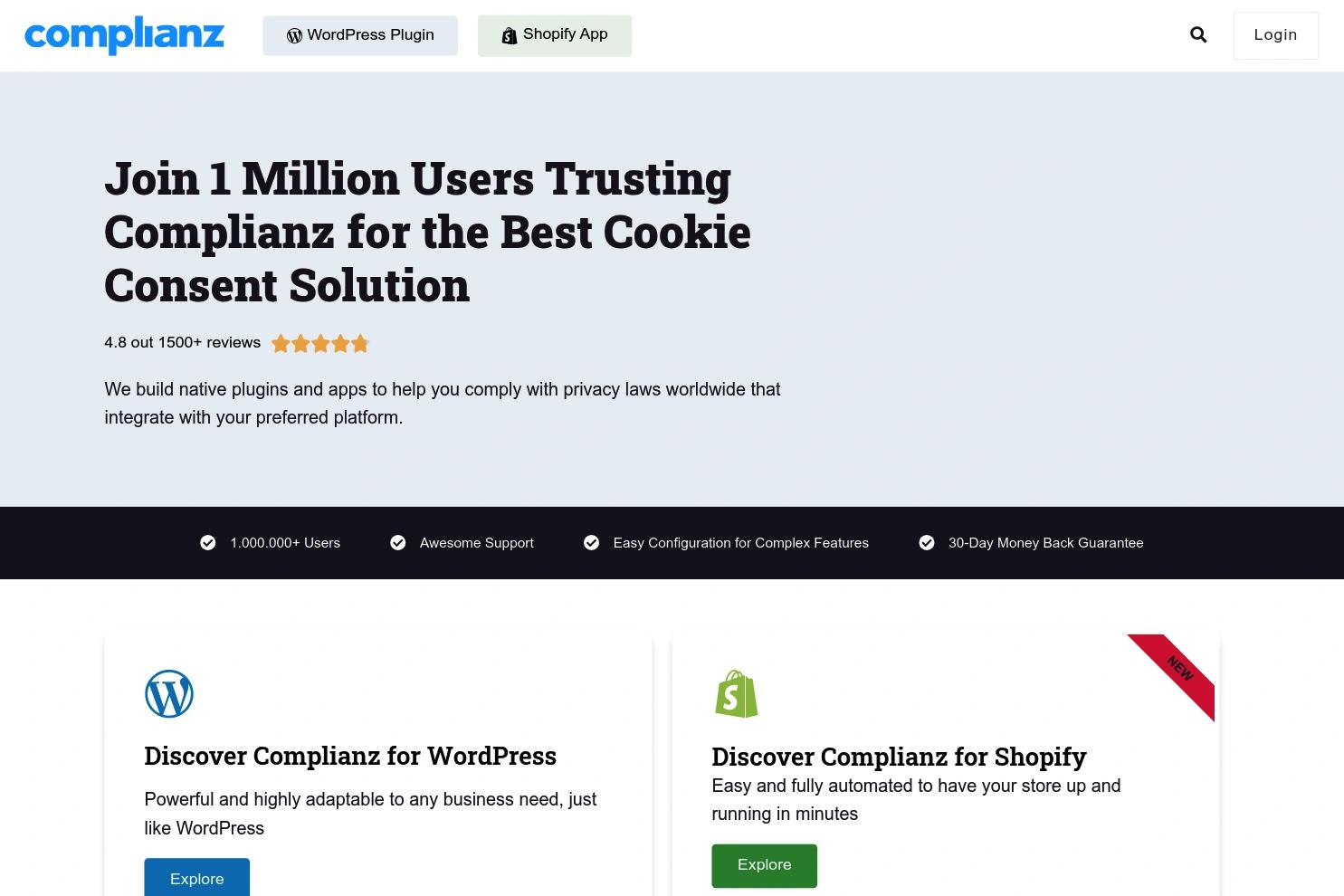 Complianz website screenshot