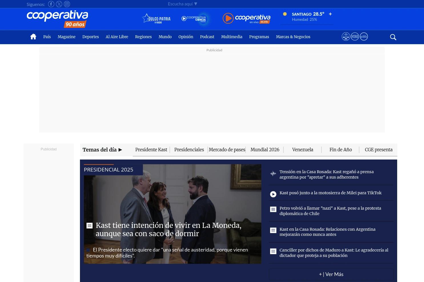Cooperativa.cl website screenshot