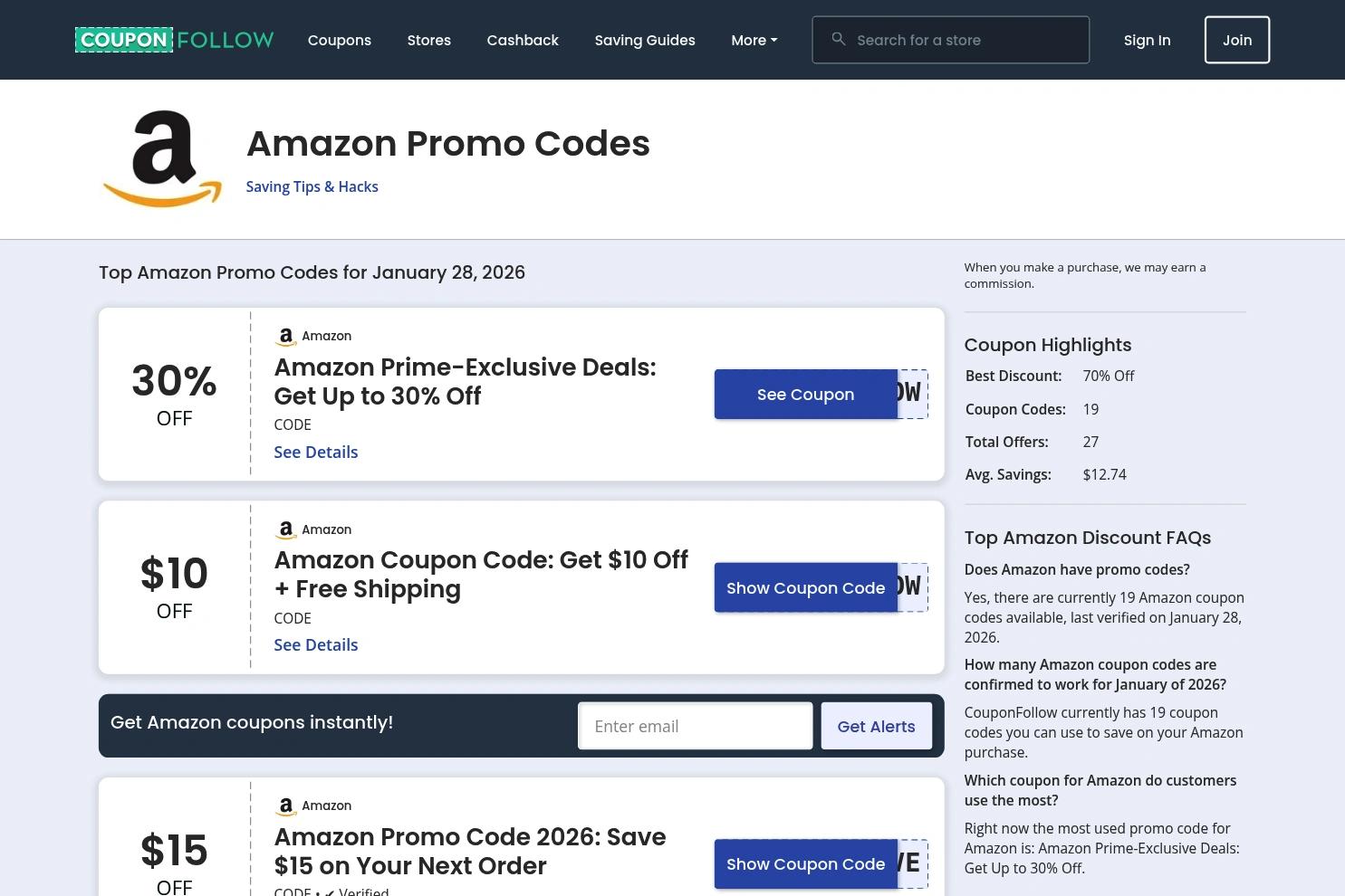 CouponFollow website screenshot