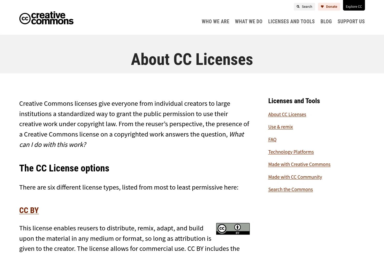 Creative Commons website screenshot