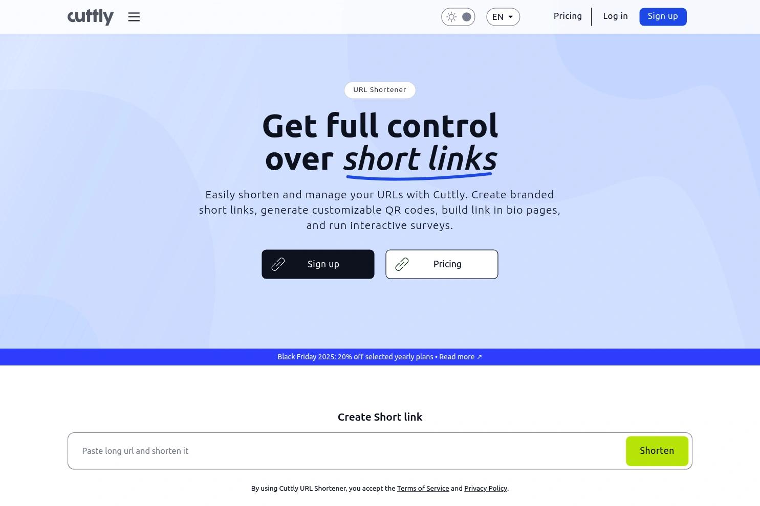 Cuttly website screenshot